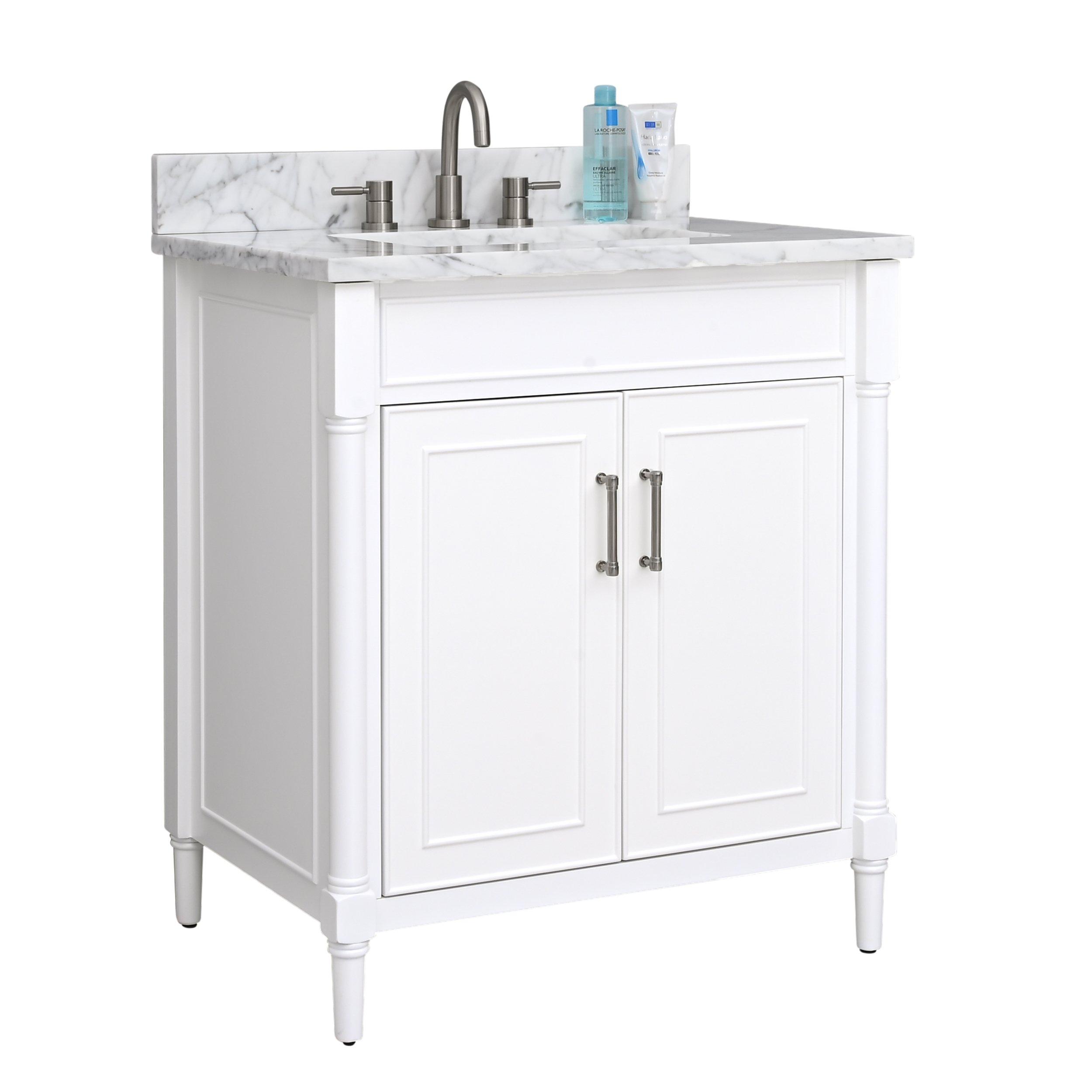 Bethany 31 In White Vanity With Carrara Marble Top Floor And Decor 