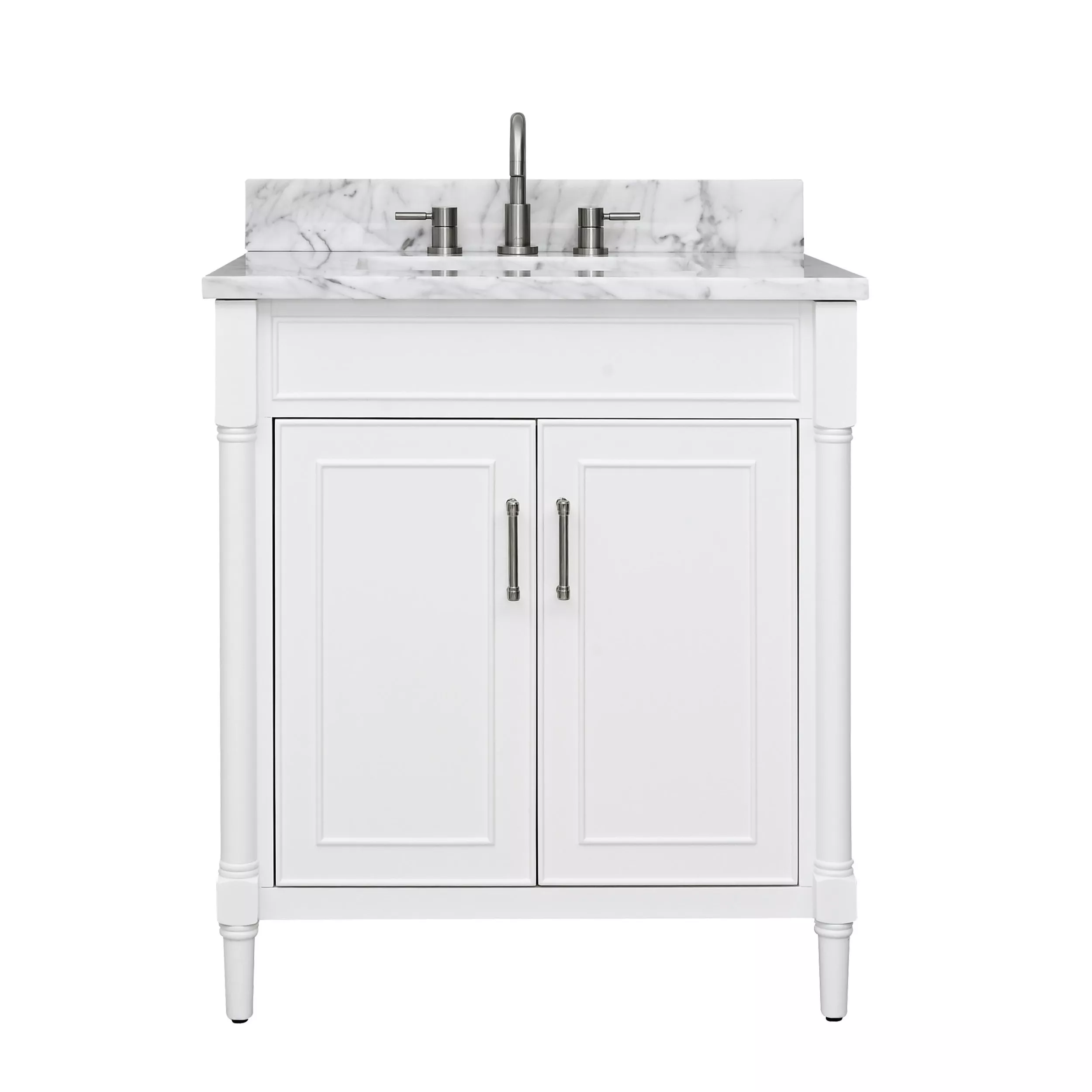Bethany 31 in. White Vanity with Carrara Marble Top
