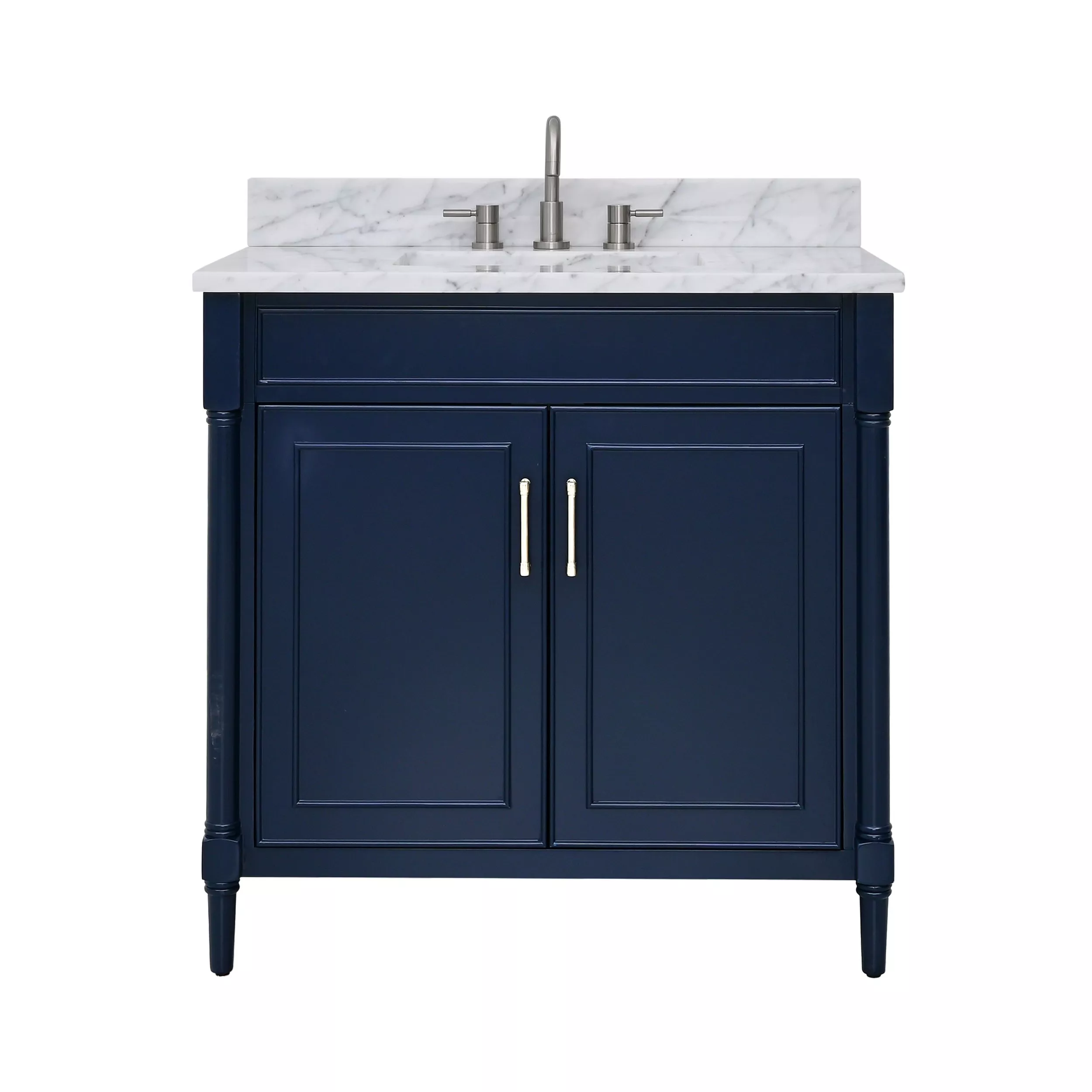 Bethany 37 in. Navy Blue Vanity with Carrara Marble Top