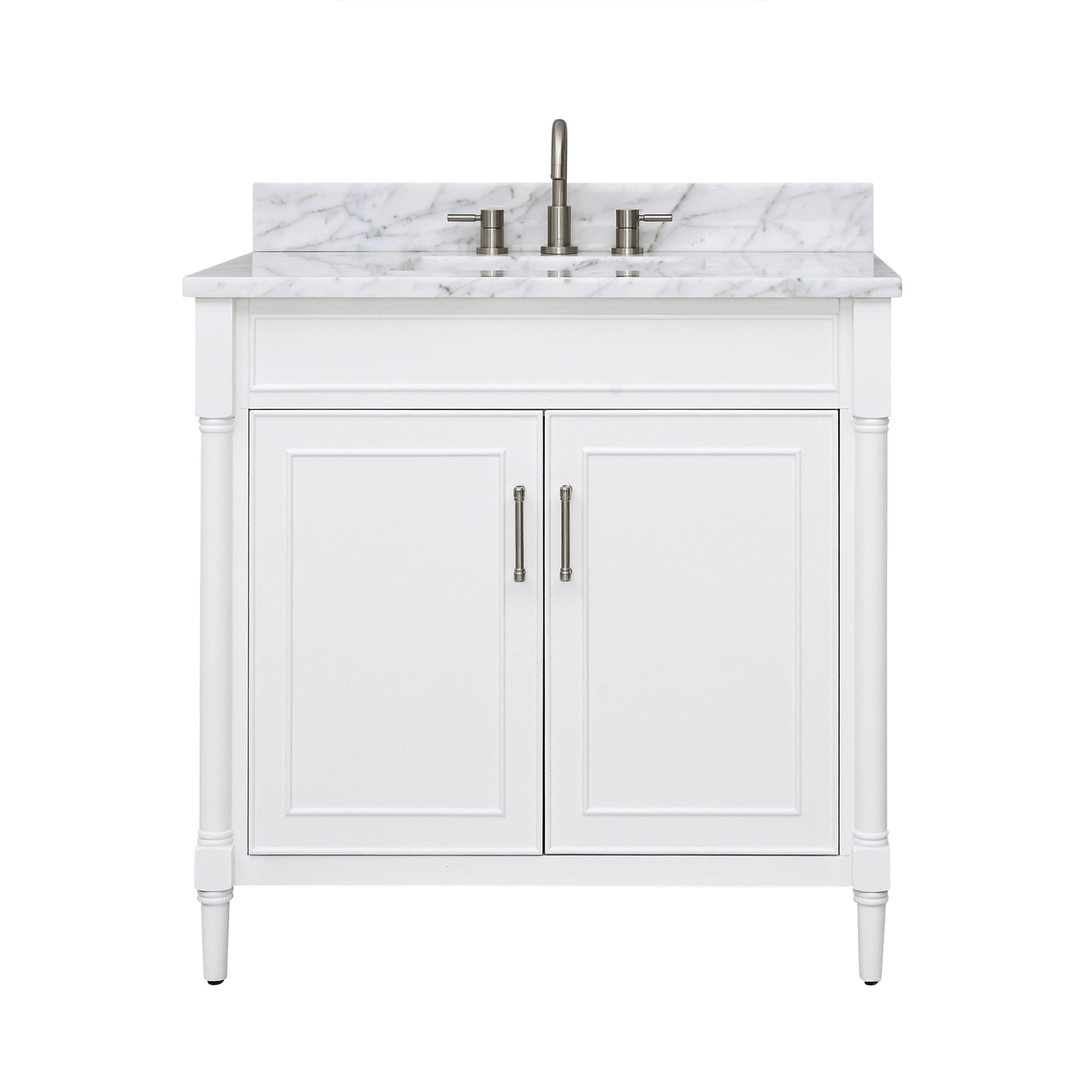 Bethany 37 in. White Vanity with Carrara Marble Top