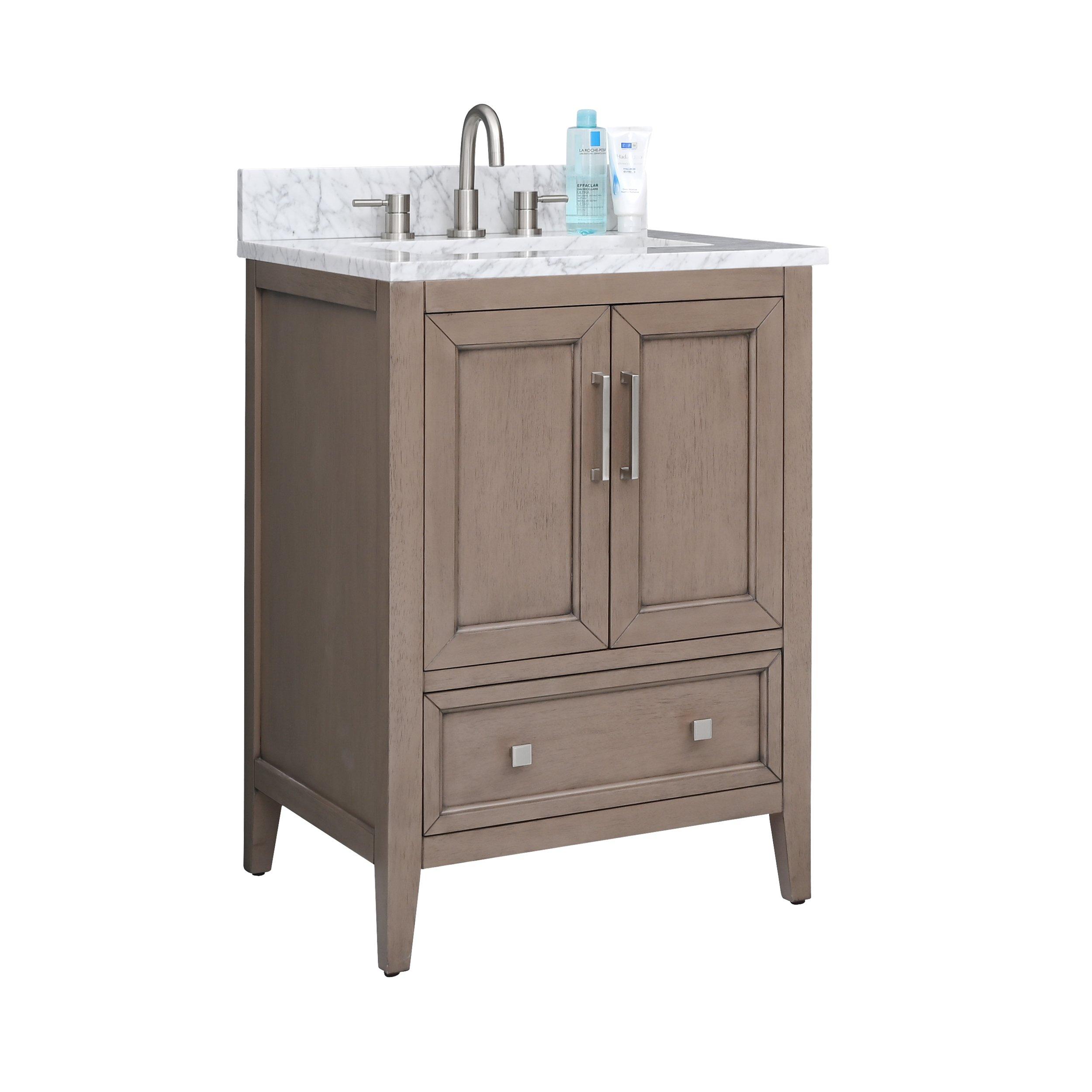 Everly 43 in. Gray Oak Vanity with Carrara Marble Top