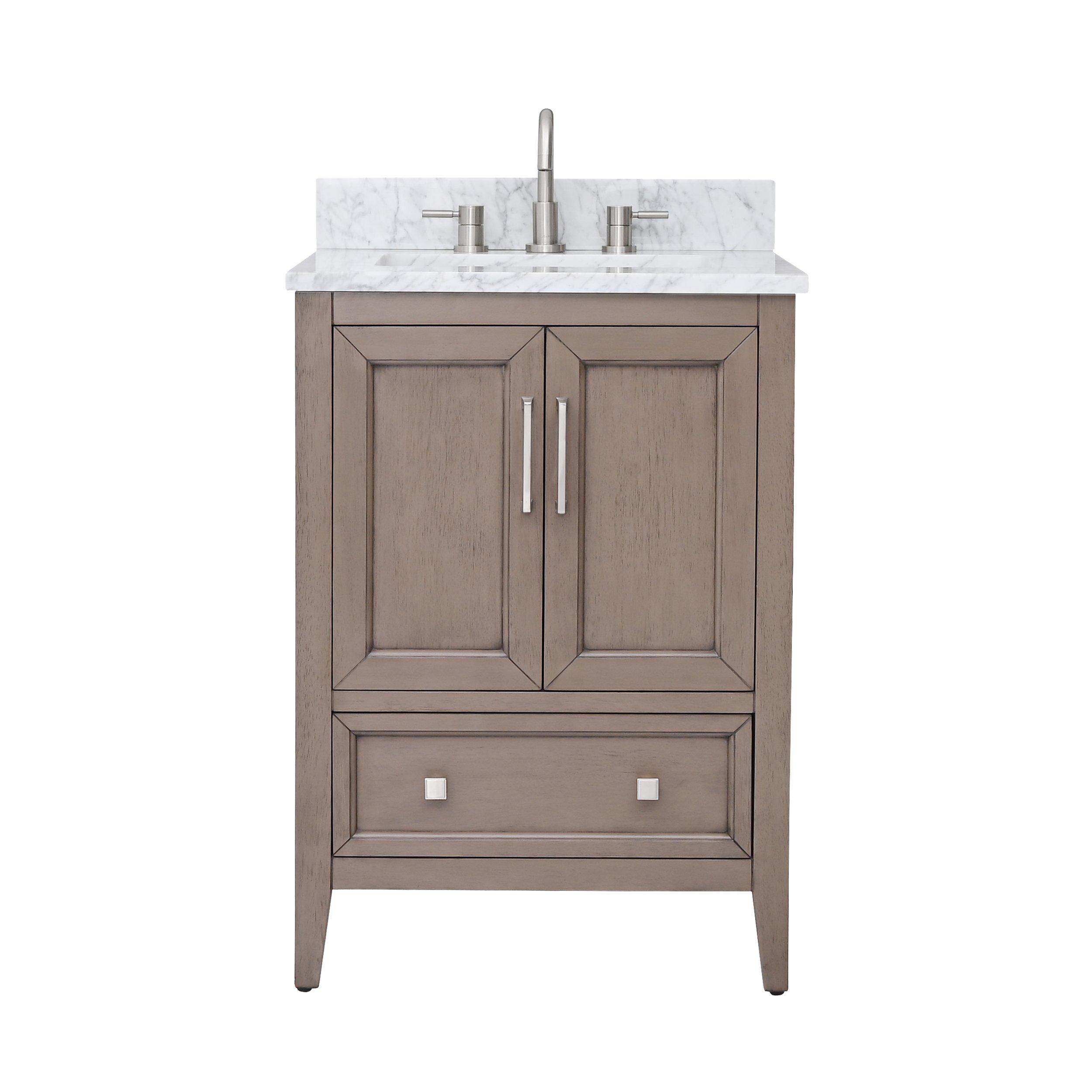 Everly 43 in. Gray Oak Vanity with Carrara Marble Top