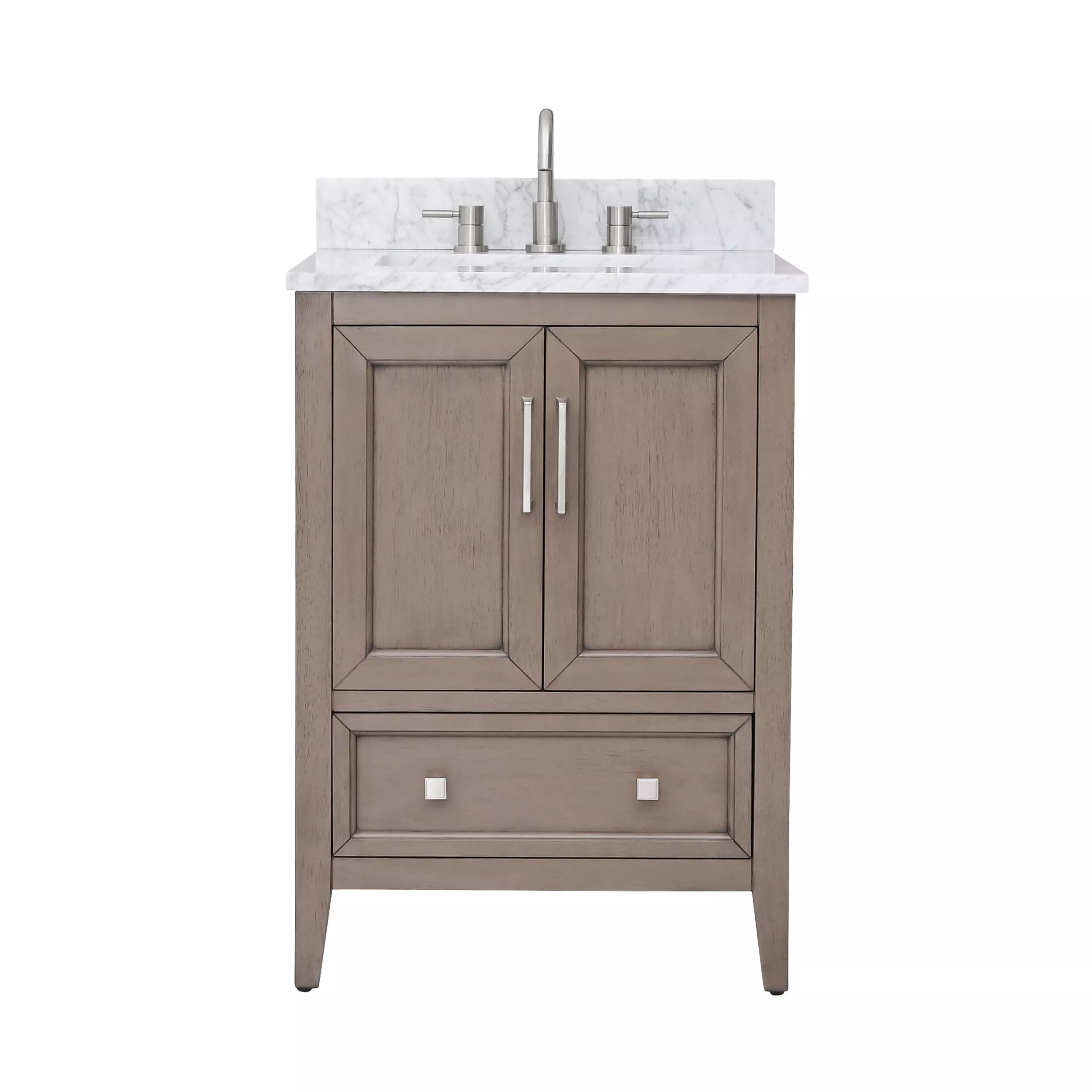 Everly 25 in. Gray Oak Vanity with Carrara Marble Top