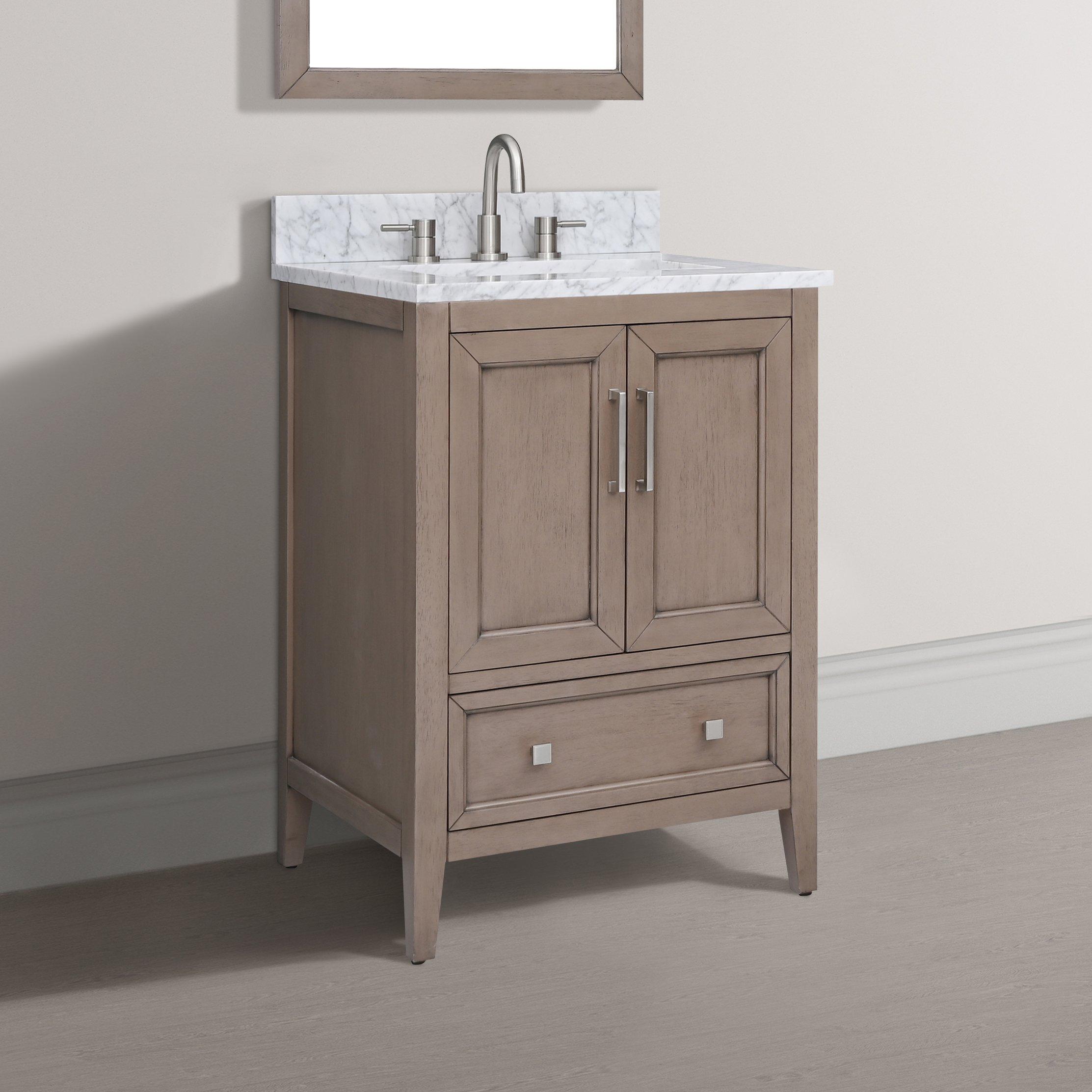 Everly 43 in. Gray Oak Vanity with Carrara Marble Top