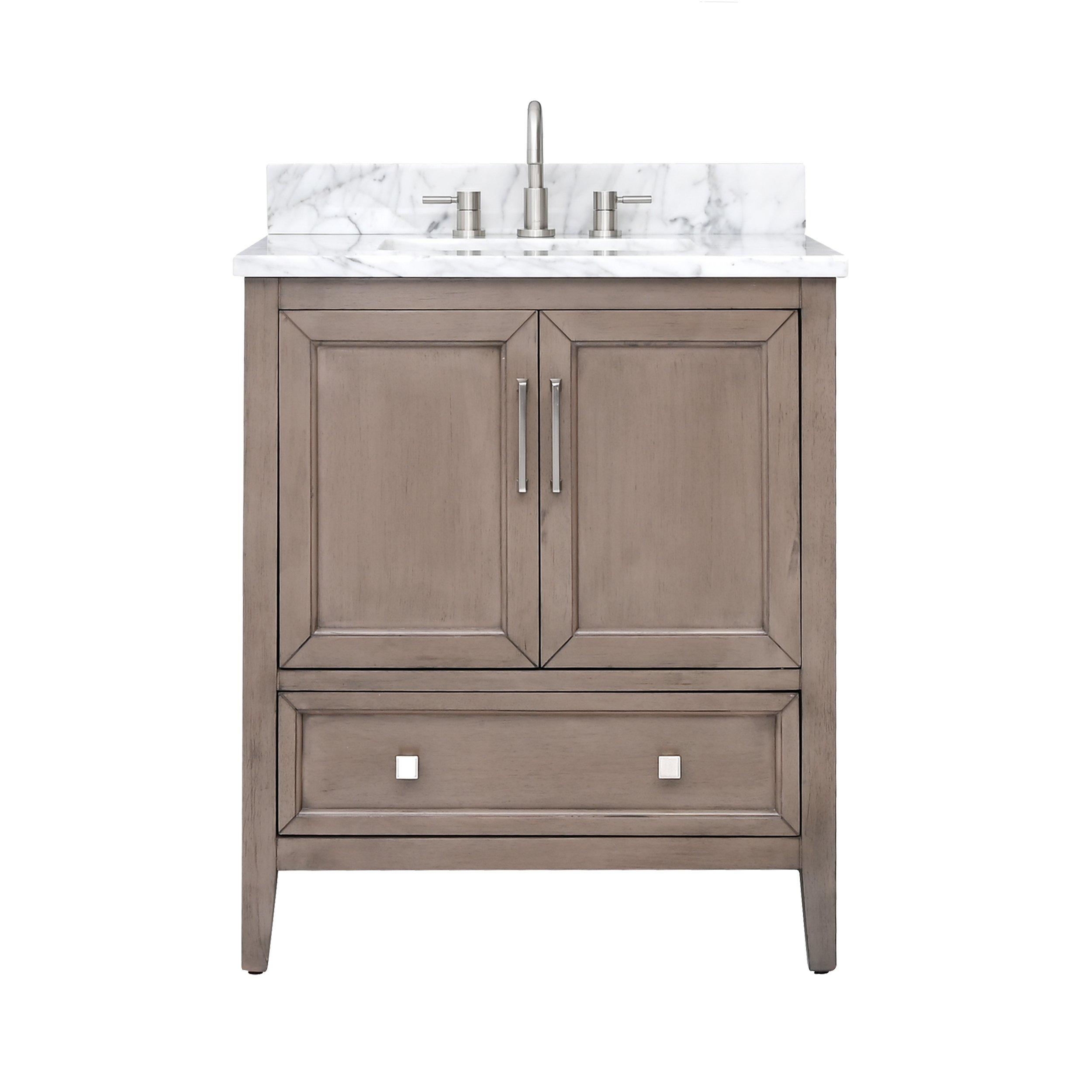 Everly 31 in. Gray Oak Vanity with Carrara Marble Top