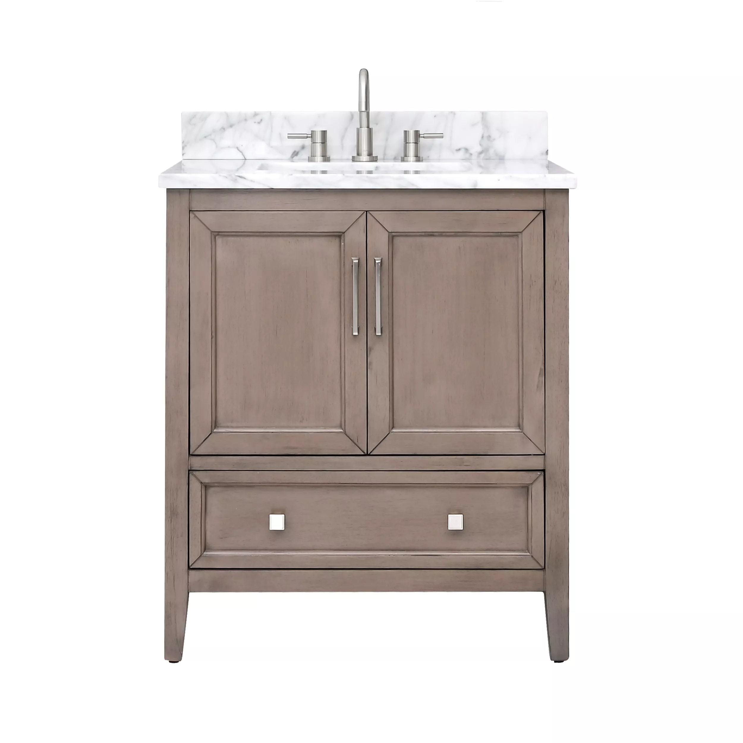 Everly 31 in. Gray Oak Vanity with Carrara Marble Top