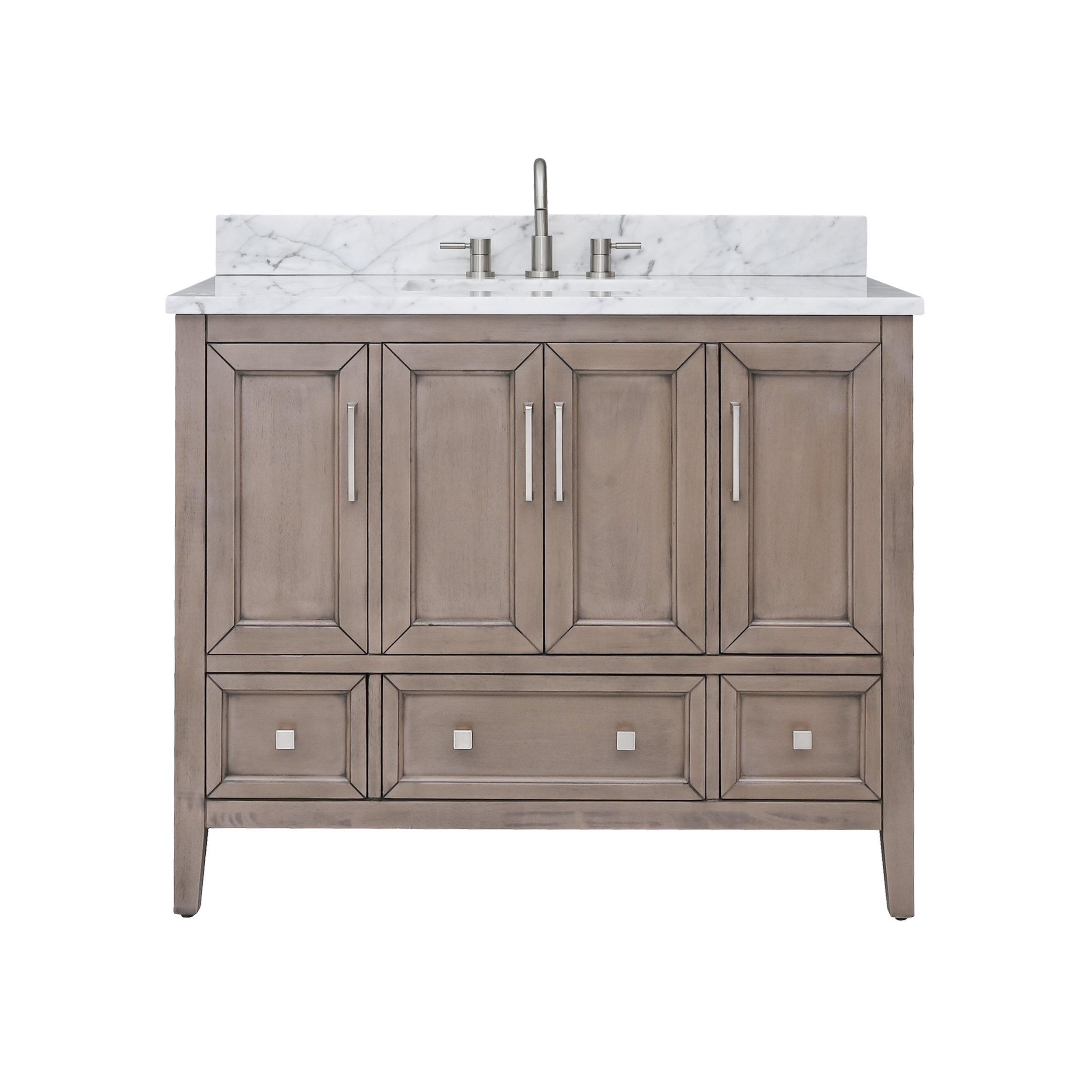 Everly 43 in. Gray Oak Vanity with Carrara Marble Top