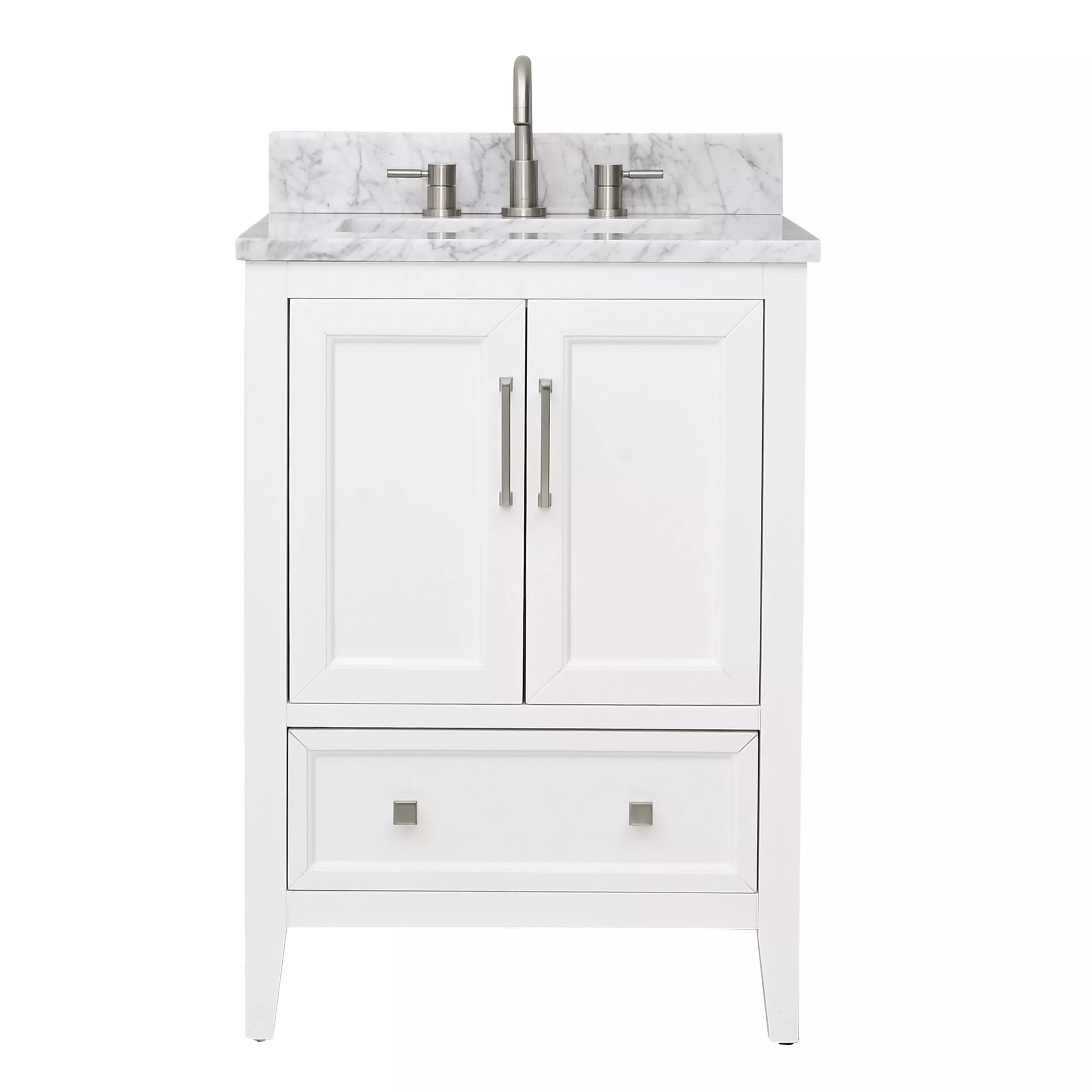 Everly 25 in. White Vanity with Carrara Marble Top