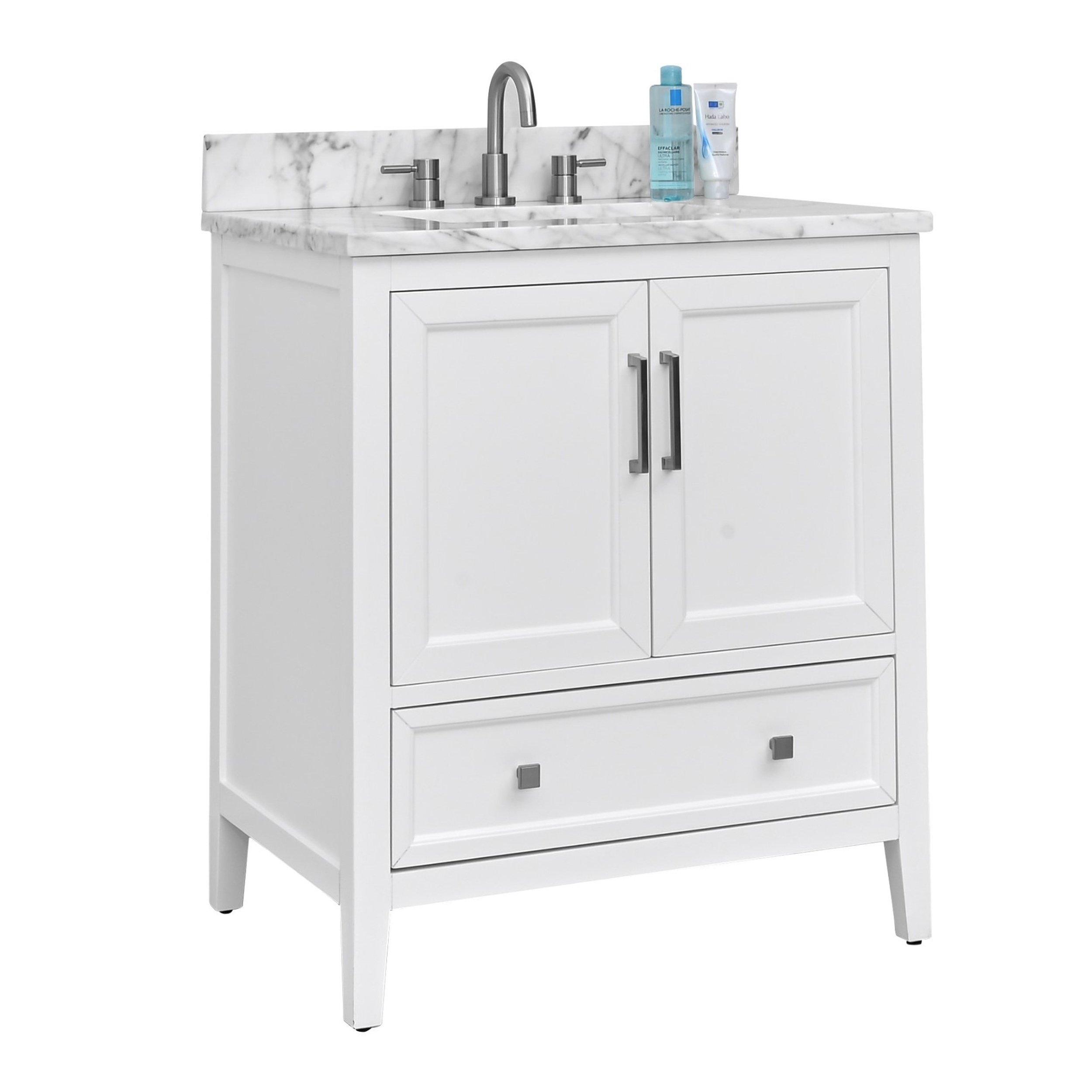 Everly 31 in. White Vanity with Carrara Marble Top
