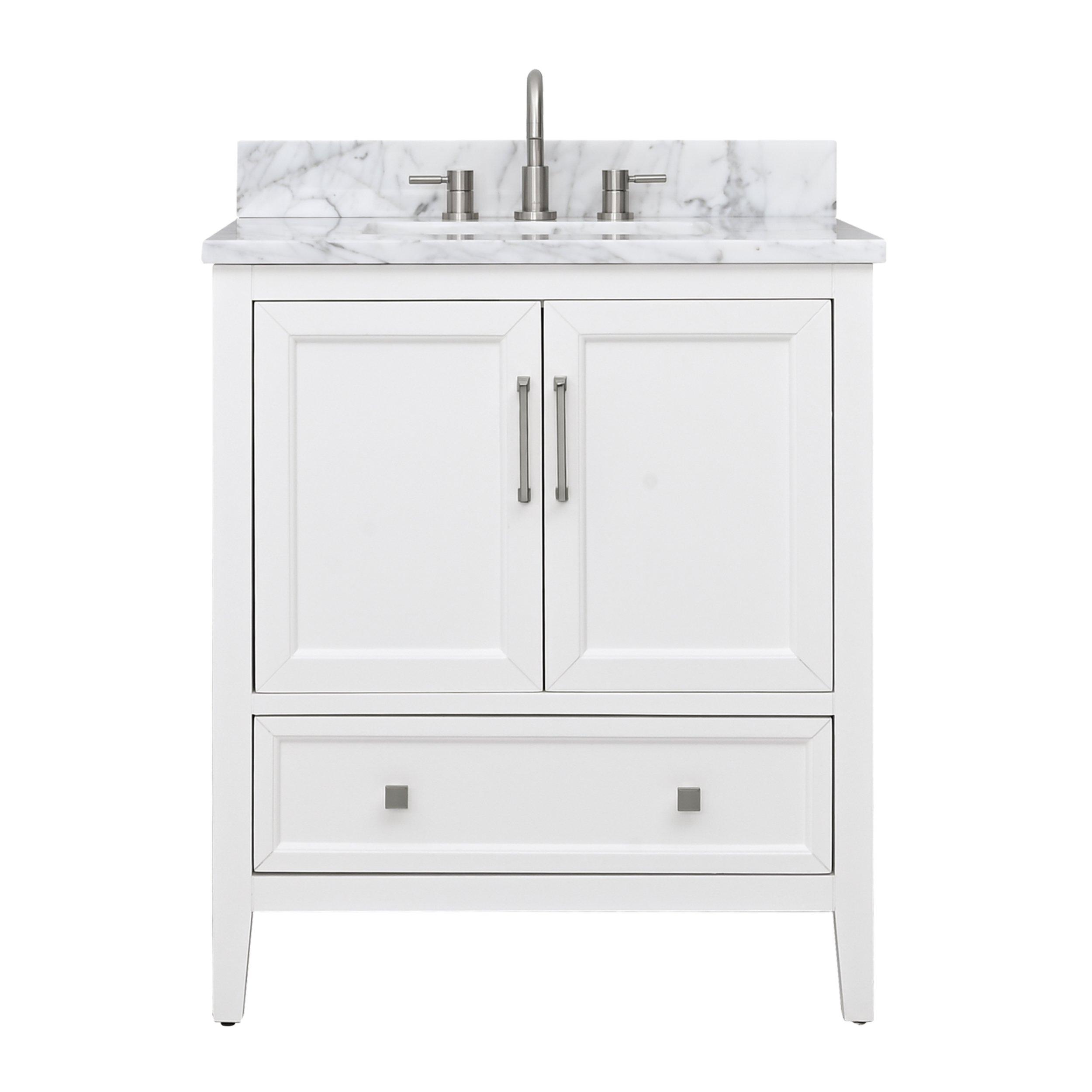 Everly 31 in. White Vanity with Carrara Marble Top