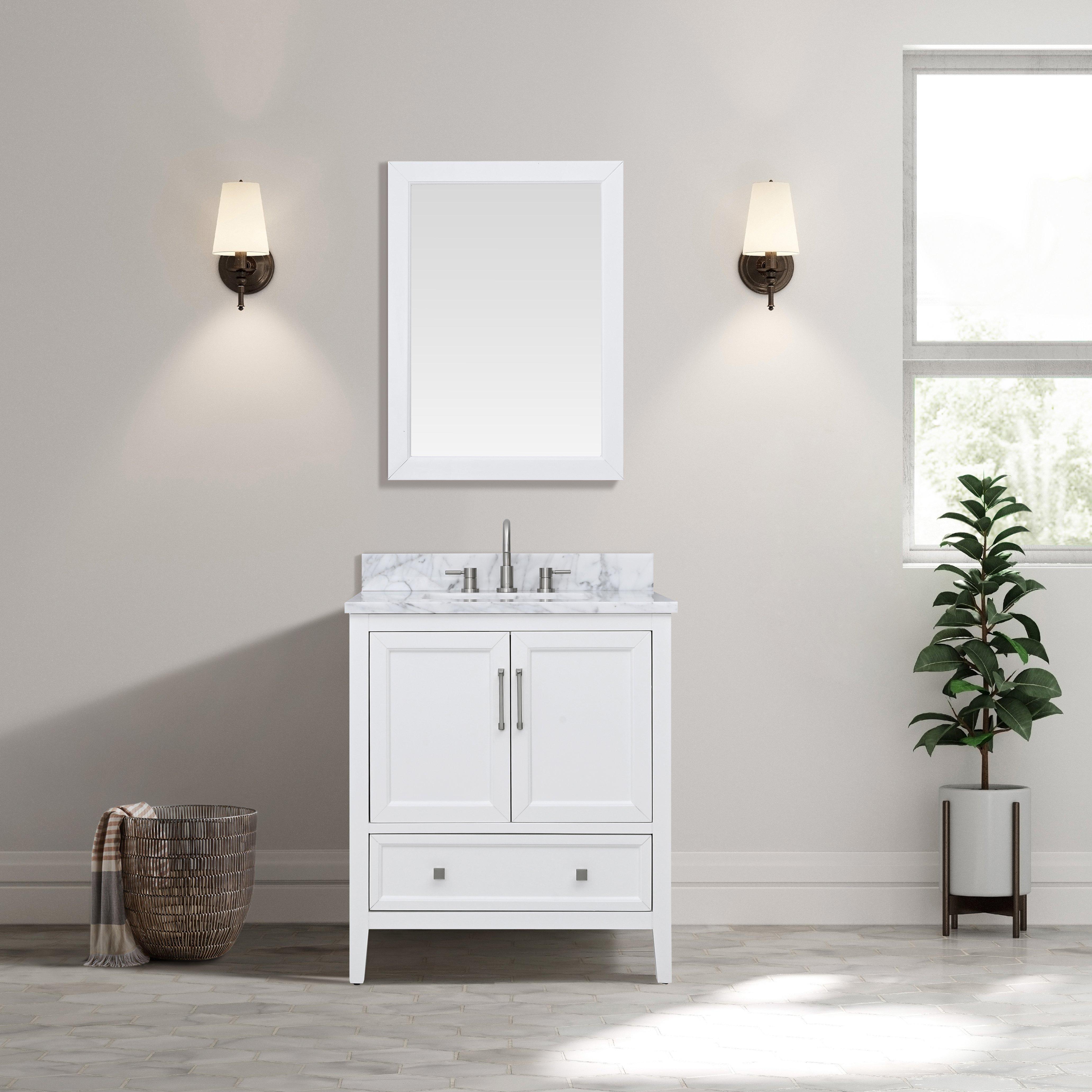 Everly 31 in. White Vanity with Carrara Marble Top