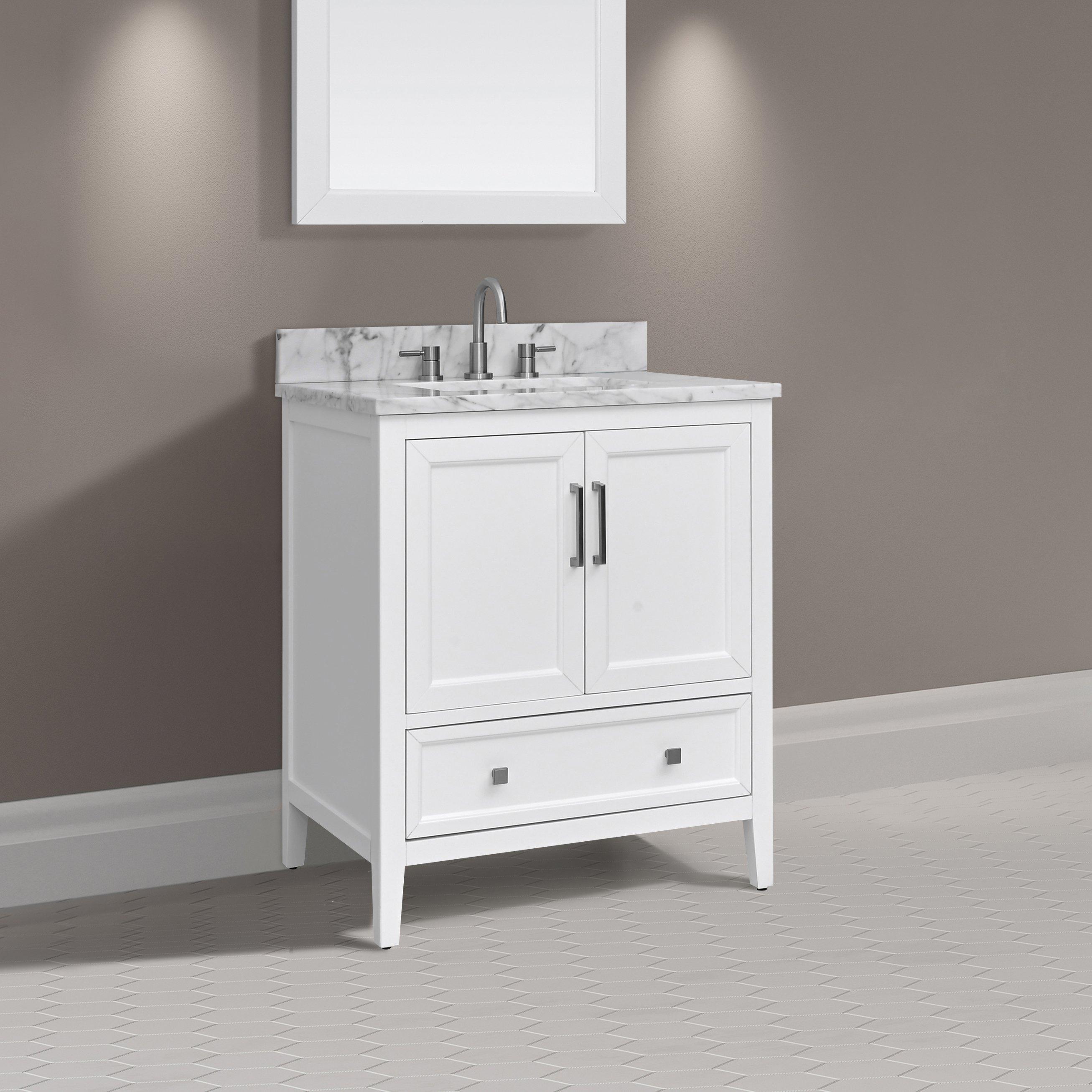 Everly 31 in. White Vanity with Carrara Marble Top