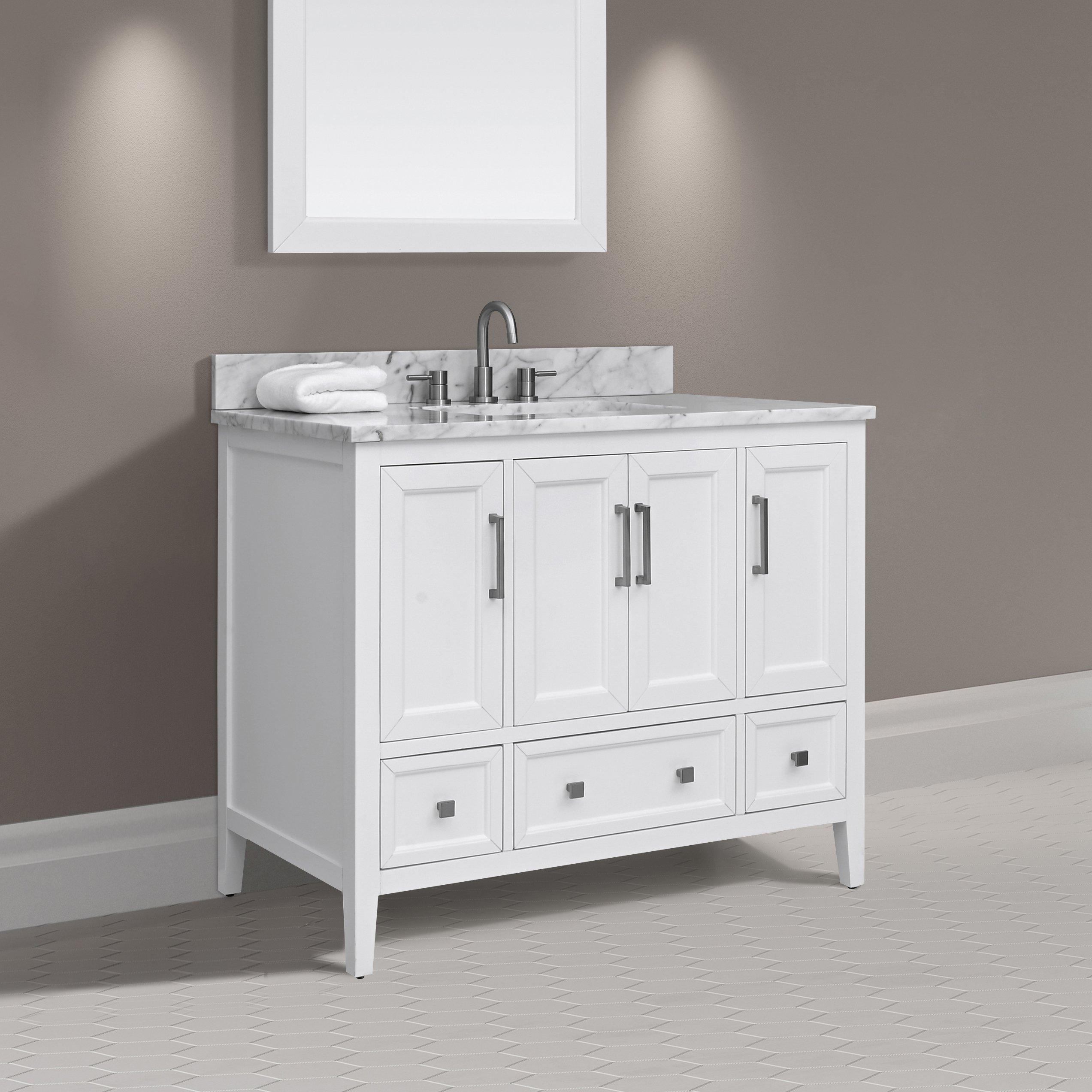 Everly 43 in. White Vanity with Carrara Marble Top