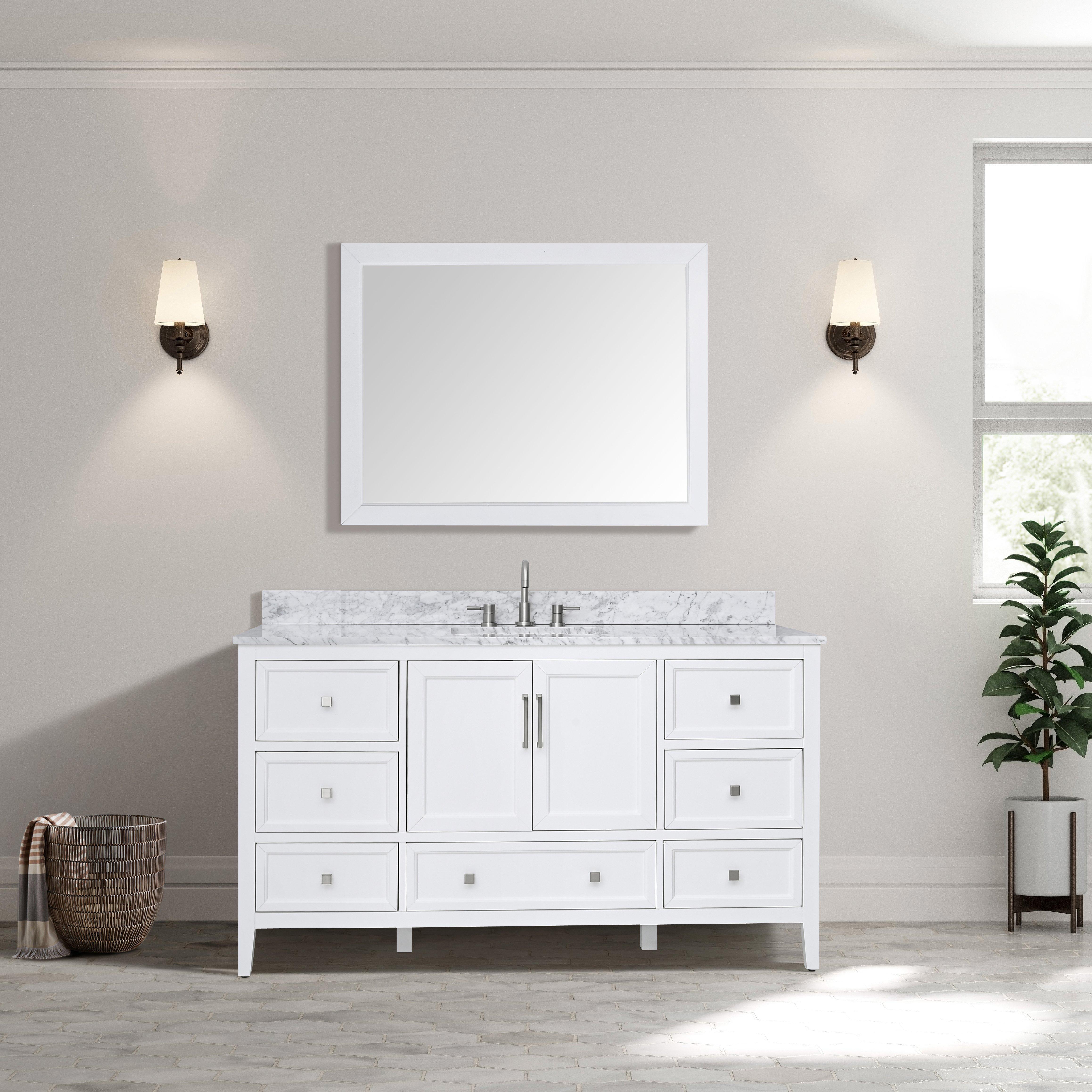 Everly 60 in. White Vanity with Carrara Marble Top  Floor and Decor