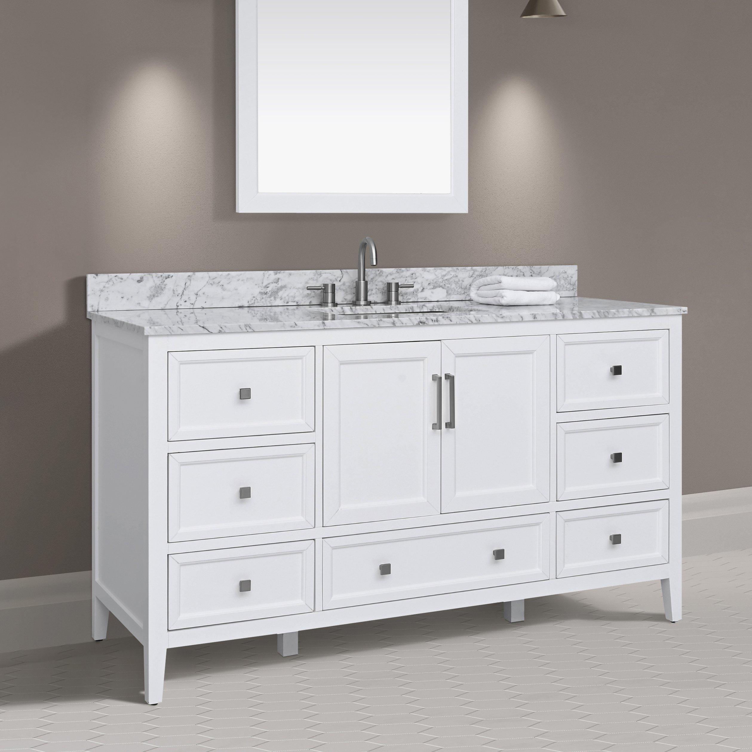 Everly 60 in. White Vanity with Carrara Marble Top