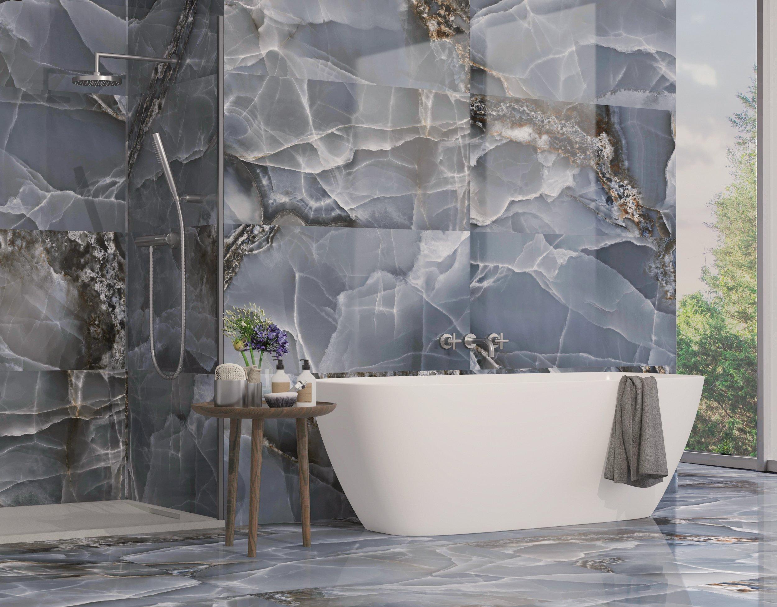 Belize Azul Polished Porcelain Tile - Blue Tile