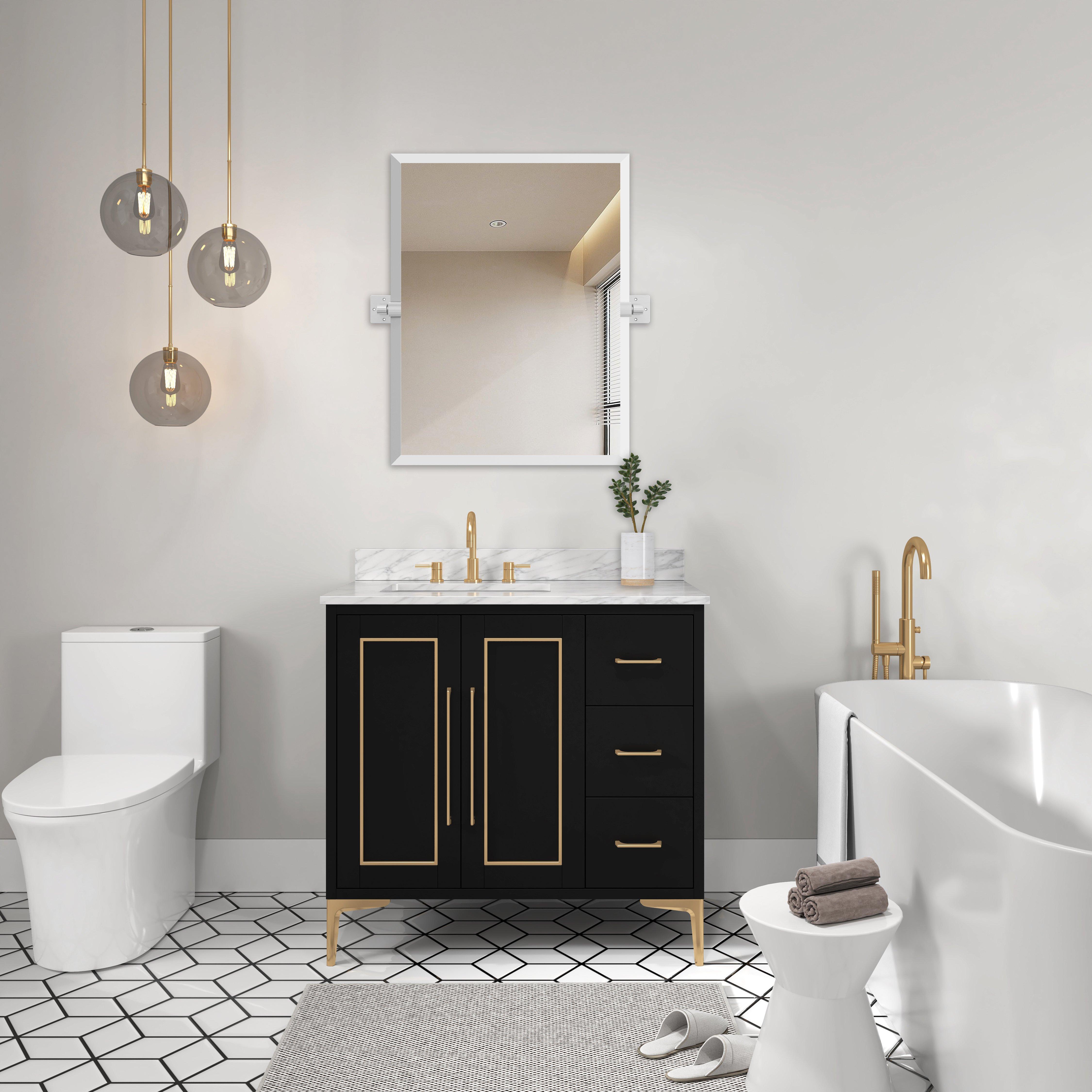 Letti 23 in. Brushed Nickel Mirror