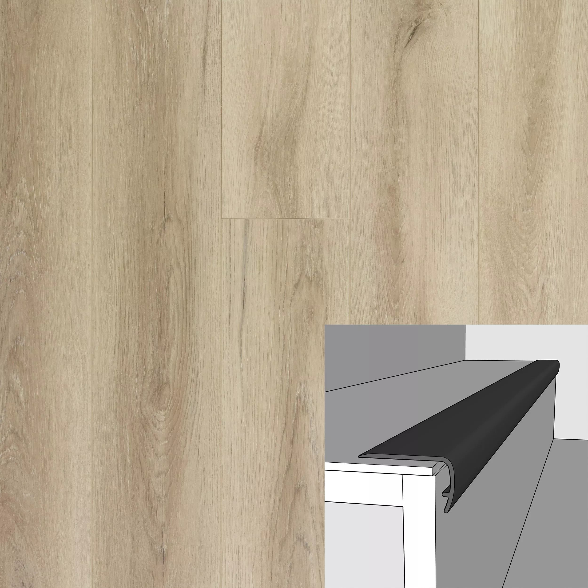 Amsterdam Ash 94in. Vinyl Overlapping Stair Nose