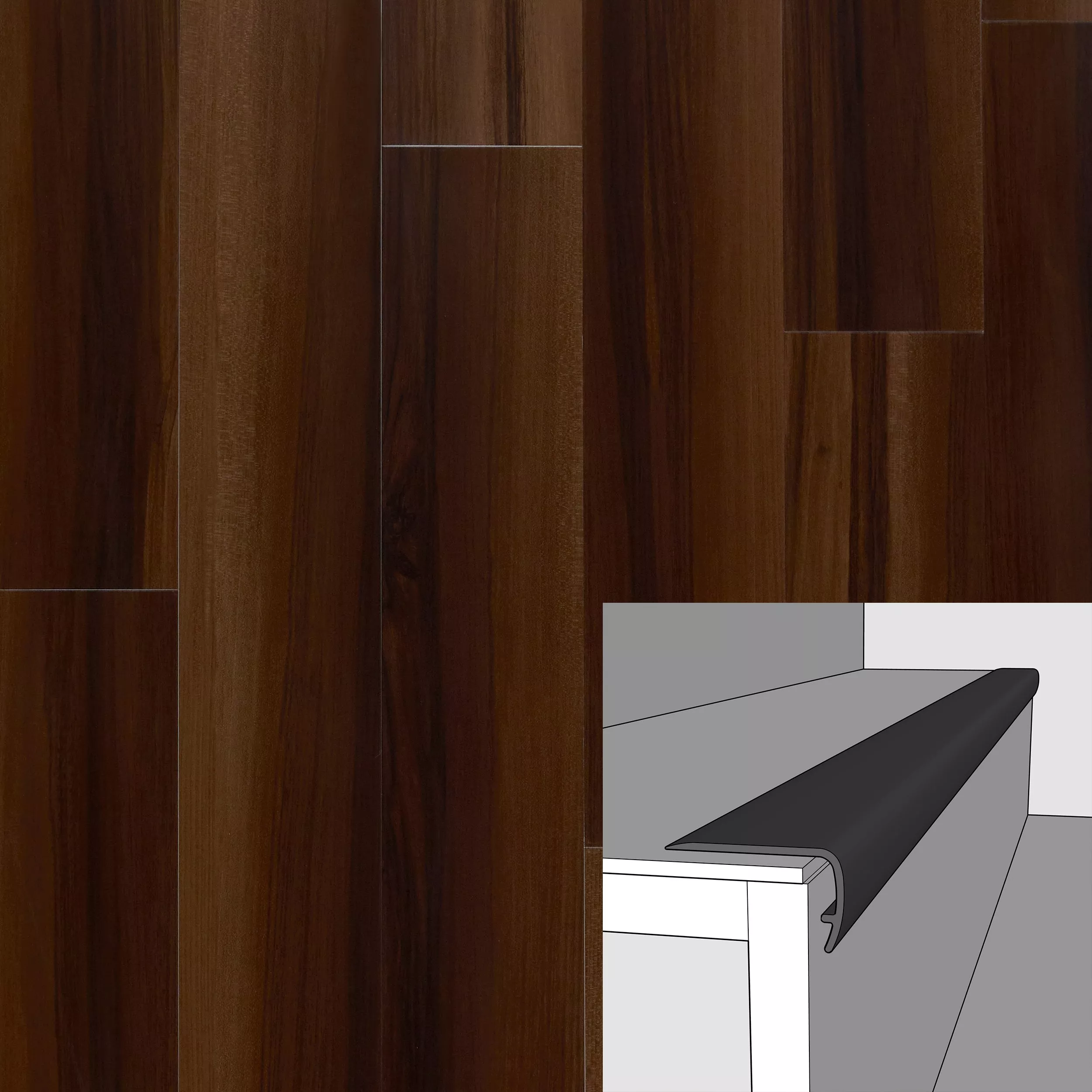 Decadent Americano 94in. Vinyl Overlapping Stair Nose