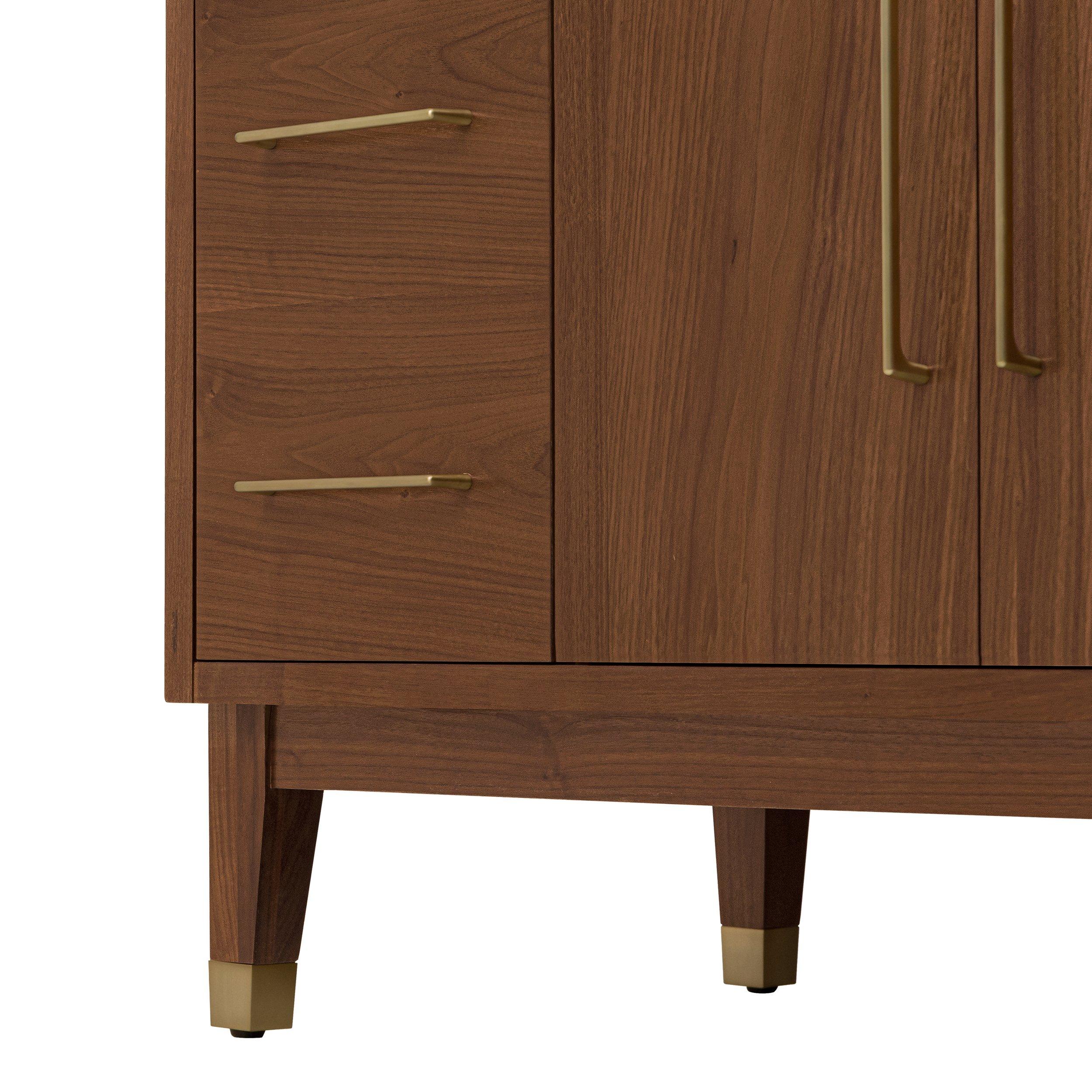 Mina 49 in. Walnut Vanity with Carrara Marble Top Floor and Decor