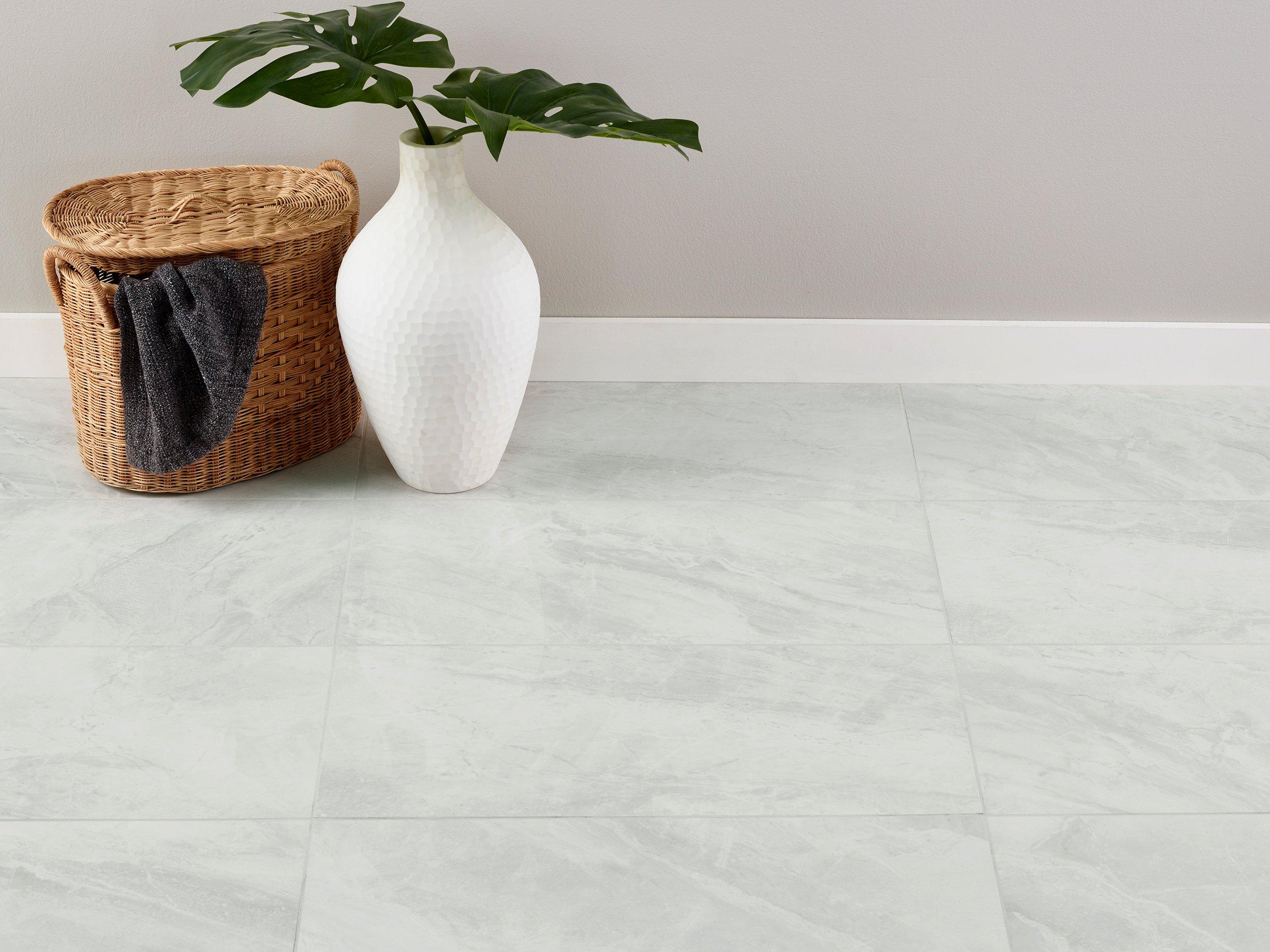 Sistene White Polished Porcelain Tile Floor and Decor