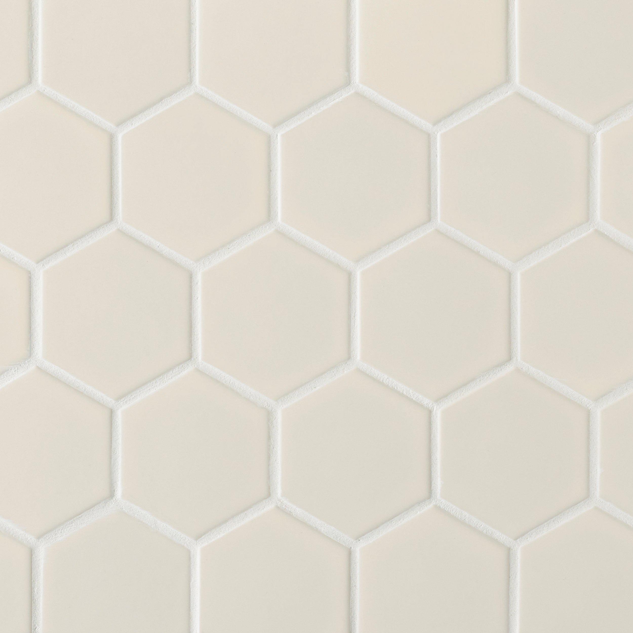 Ecru 3 in. Hexagon Matte Porcelain Mosaic