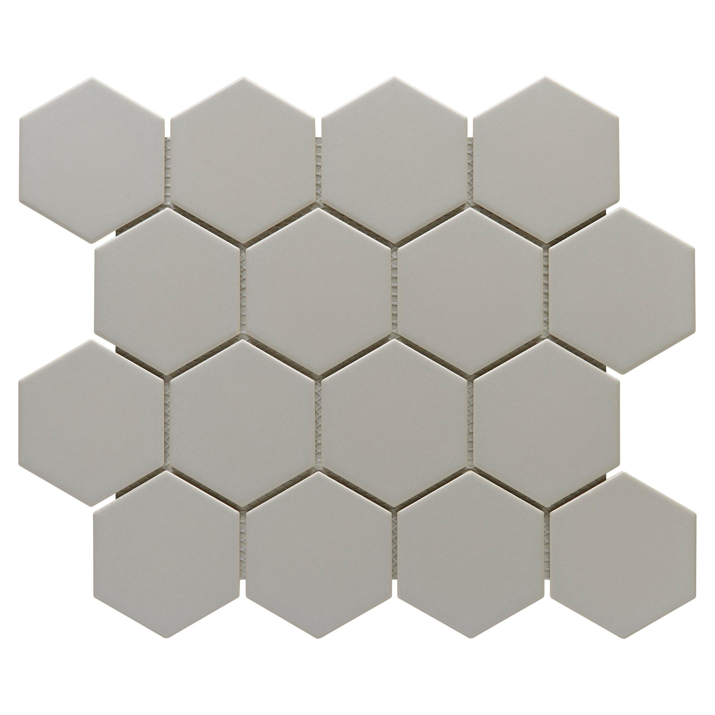 Dove Gray 3 in. Hexagon Matte Porcelain Mosaic