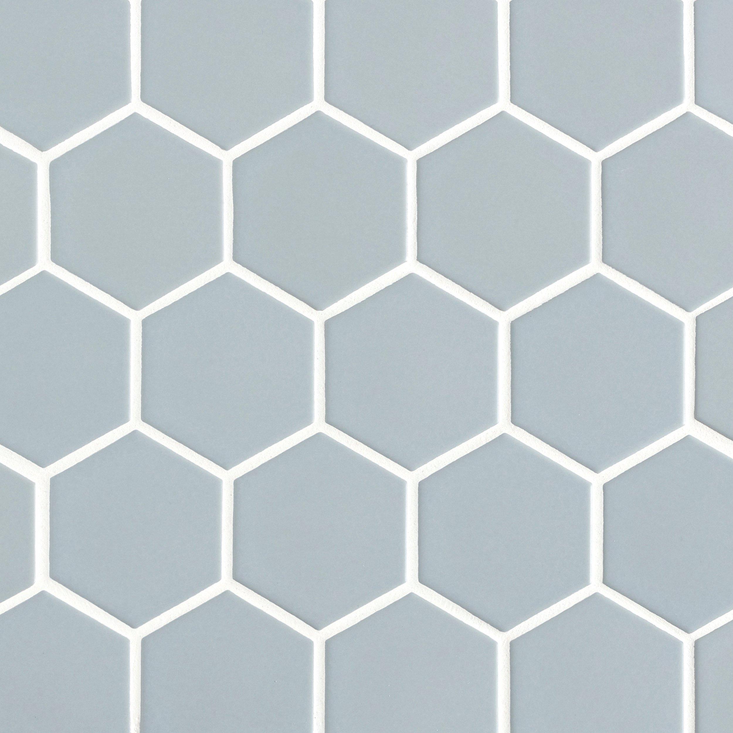 Ice Blue 3 in. Hexagon Matte Porcelain Mosaic
