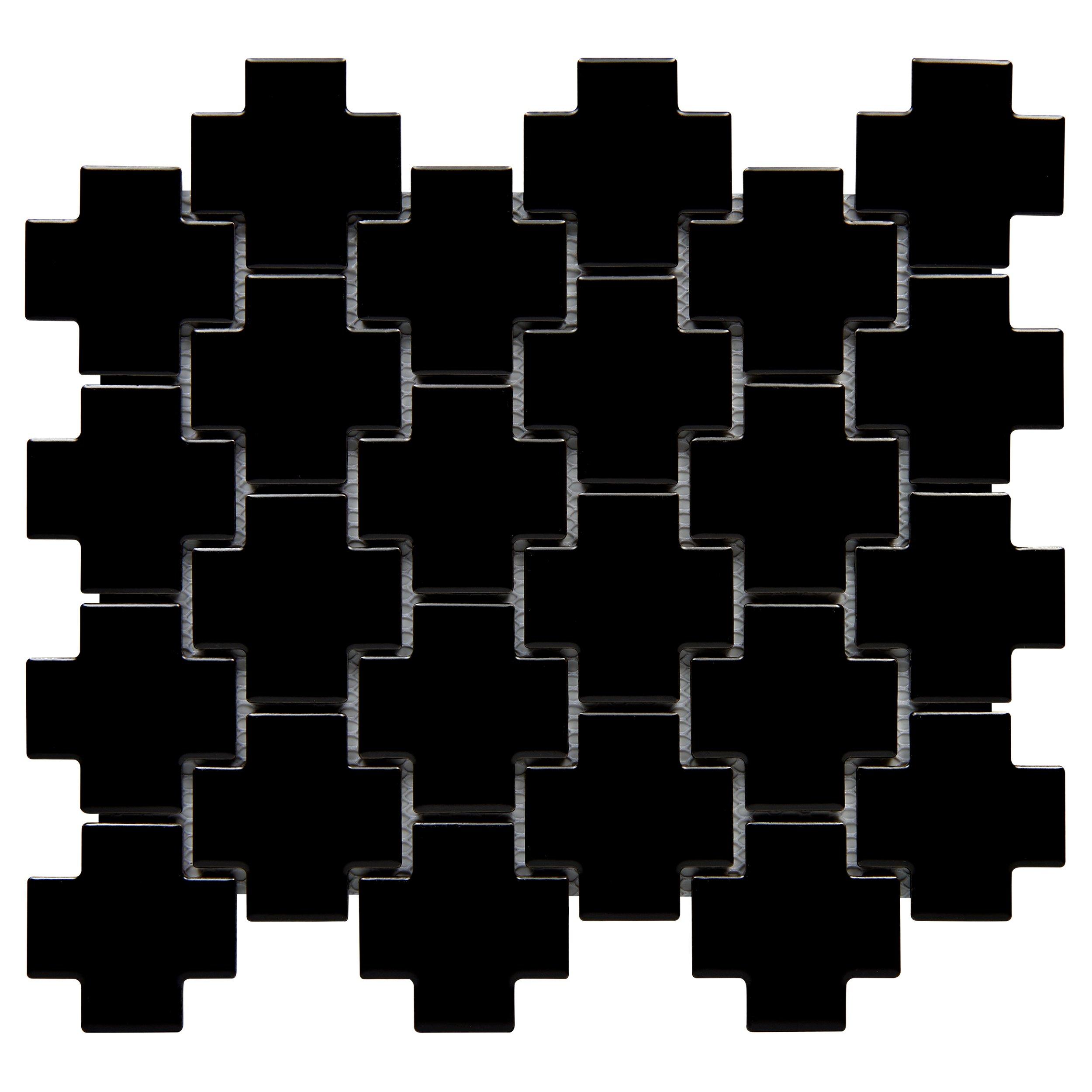 Matte Black Geo Porcelain Mosaic