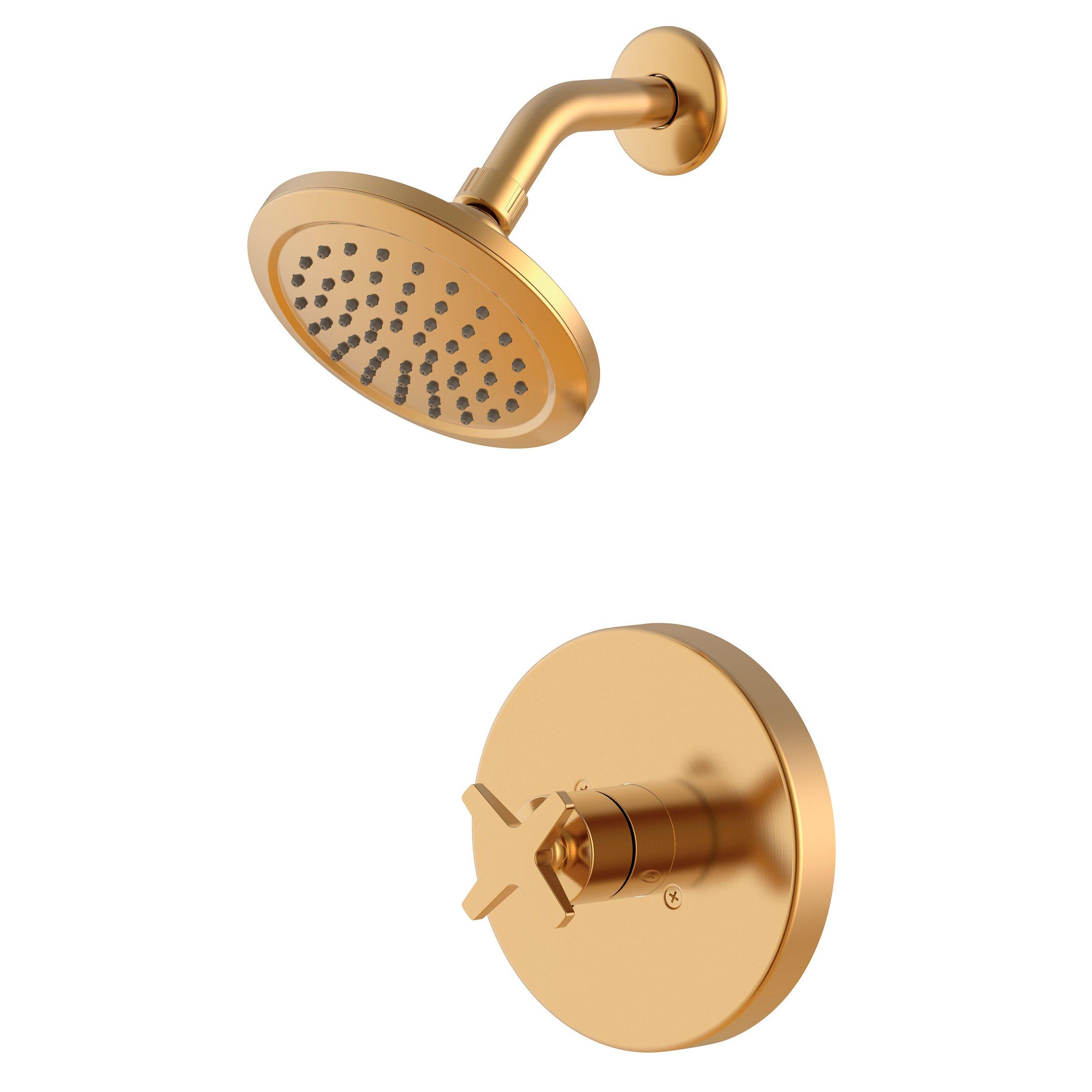 Studio Design Collection Tris Brushed Gold Shower Head, 7 x 4 inch