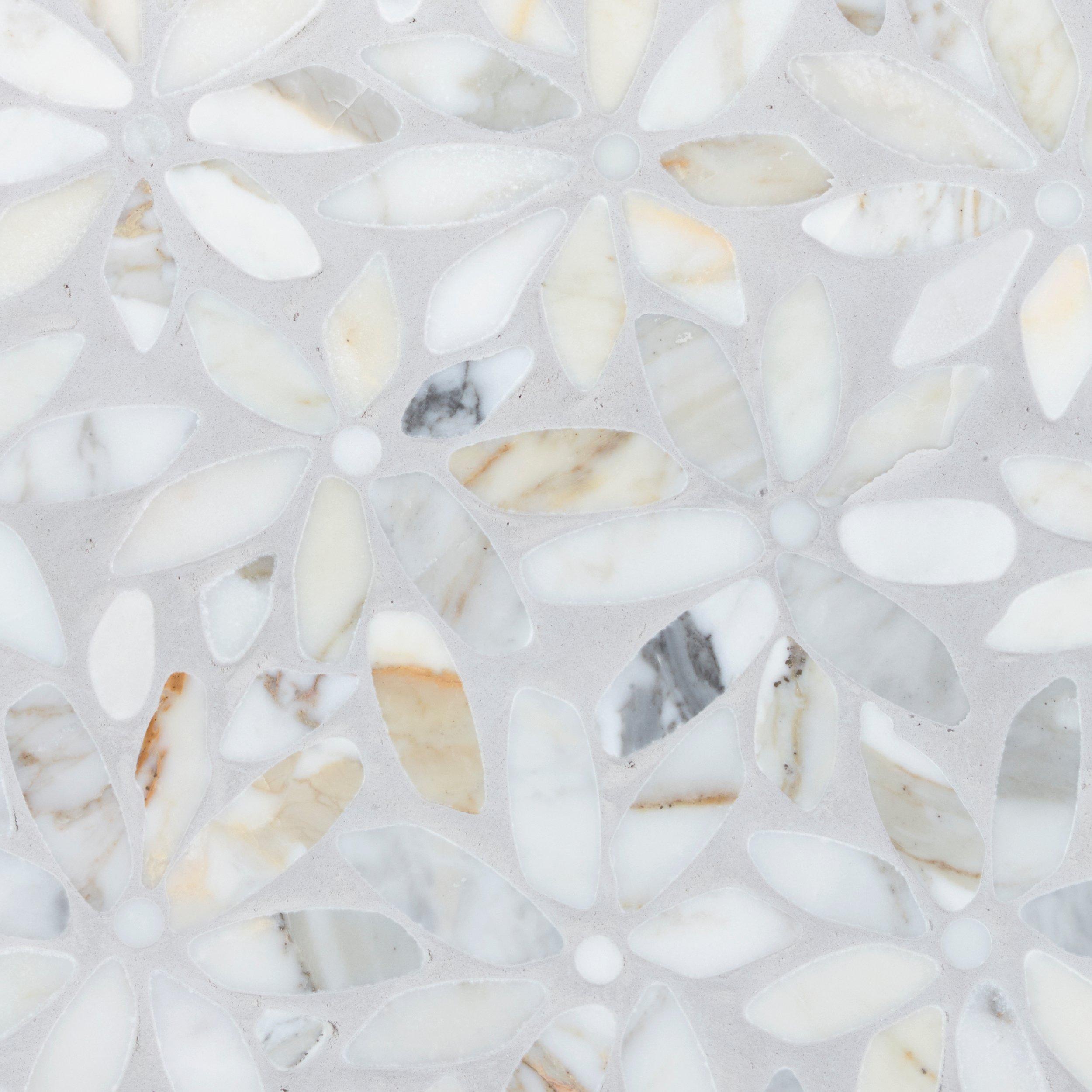 Calcacatta Fiore Honed Marble Pebble Mosaic