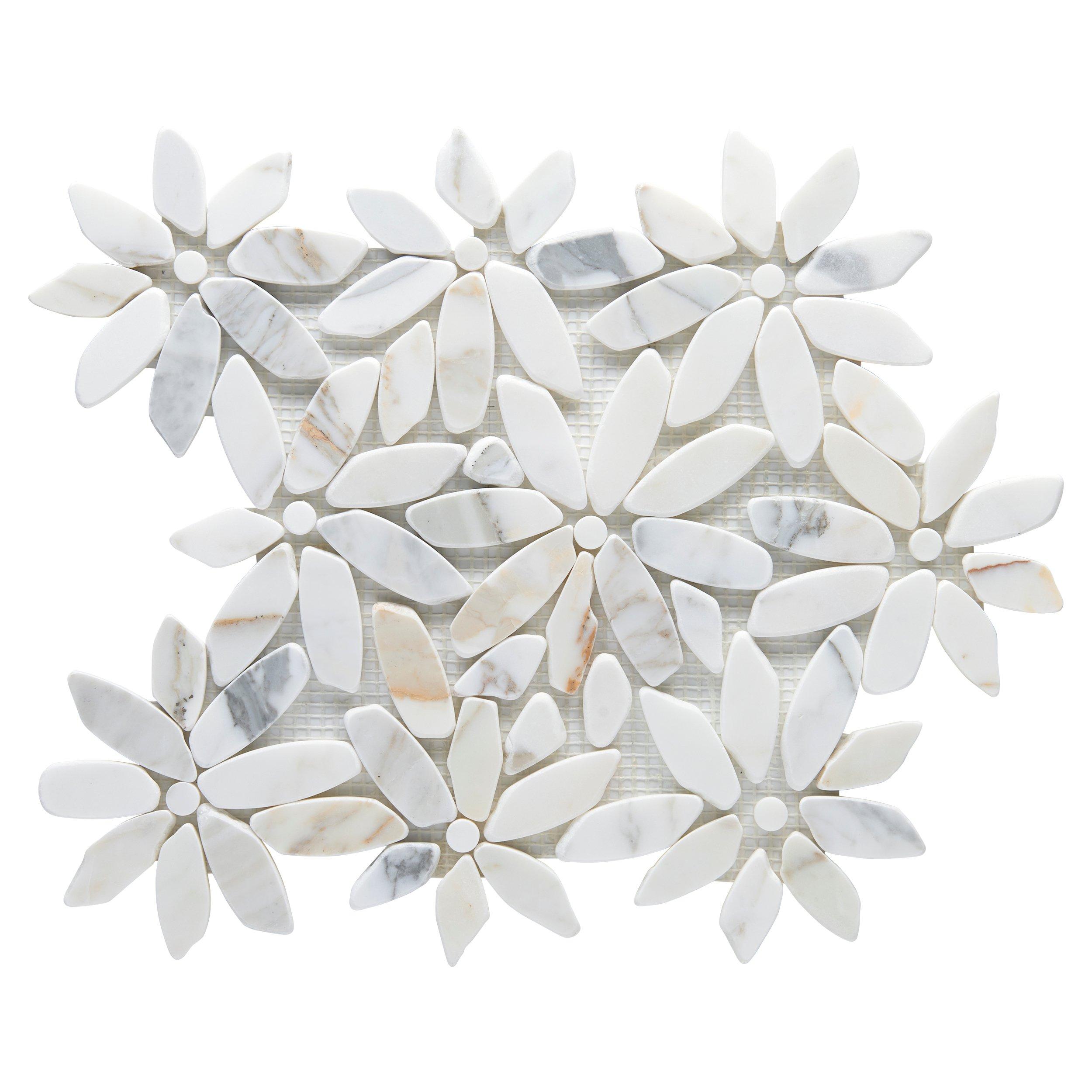 Calcacatta Fiore Pebble Honed Marble Mosaic