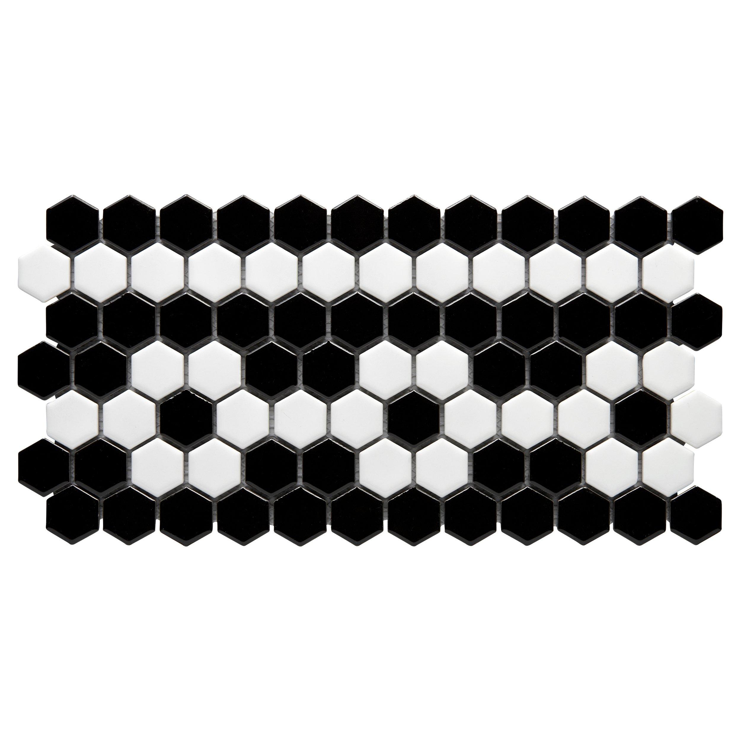 1 in. Hexagon Flower Porcelain Polished Border Tile Floor and Decor