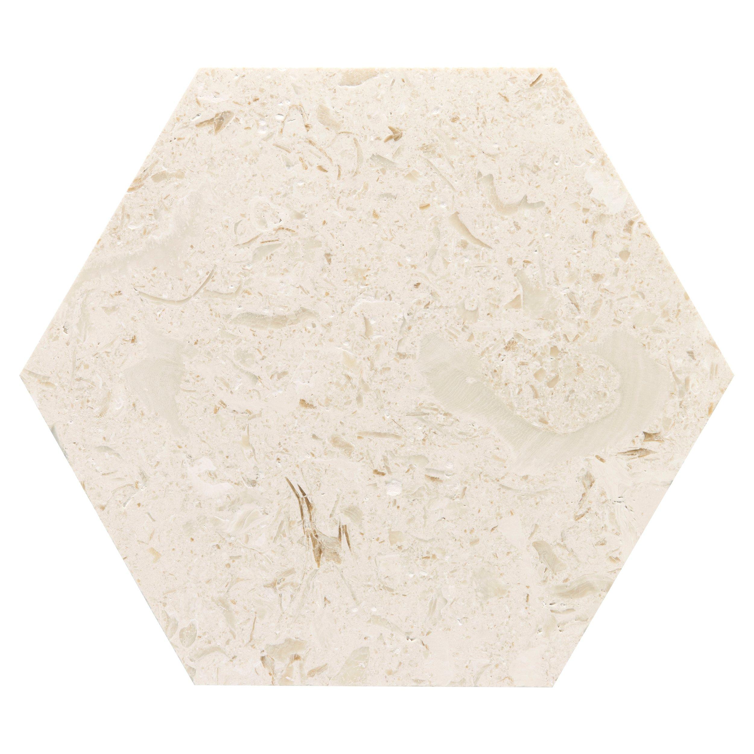 Fossil 8 in. Hexagon Brushed Limestone Tile