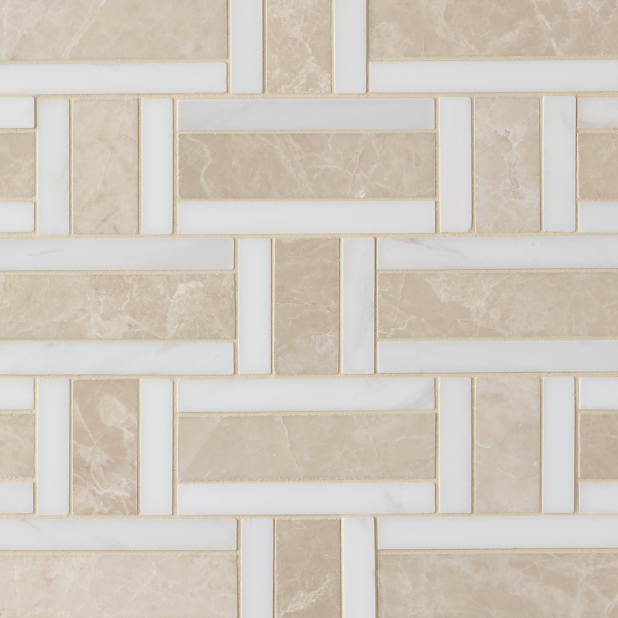 Boulevard Carrara And Beige Marble Mosaic Tile Sample