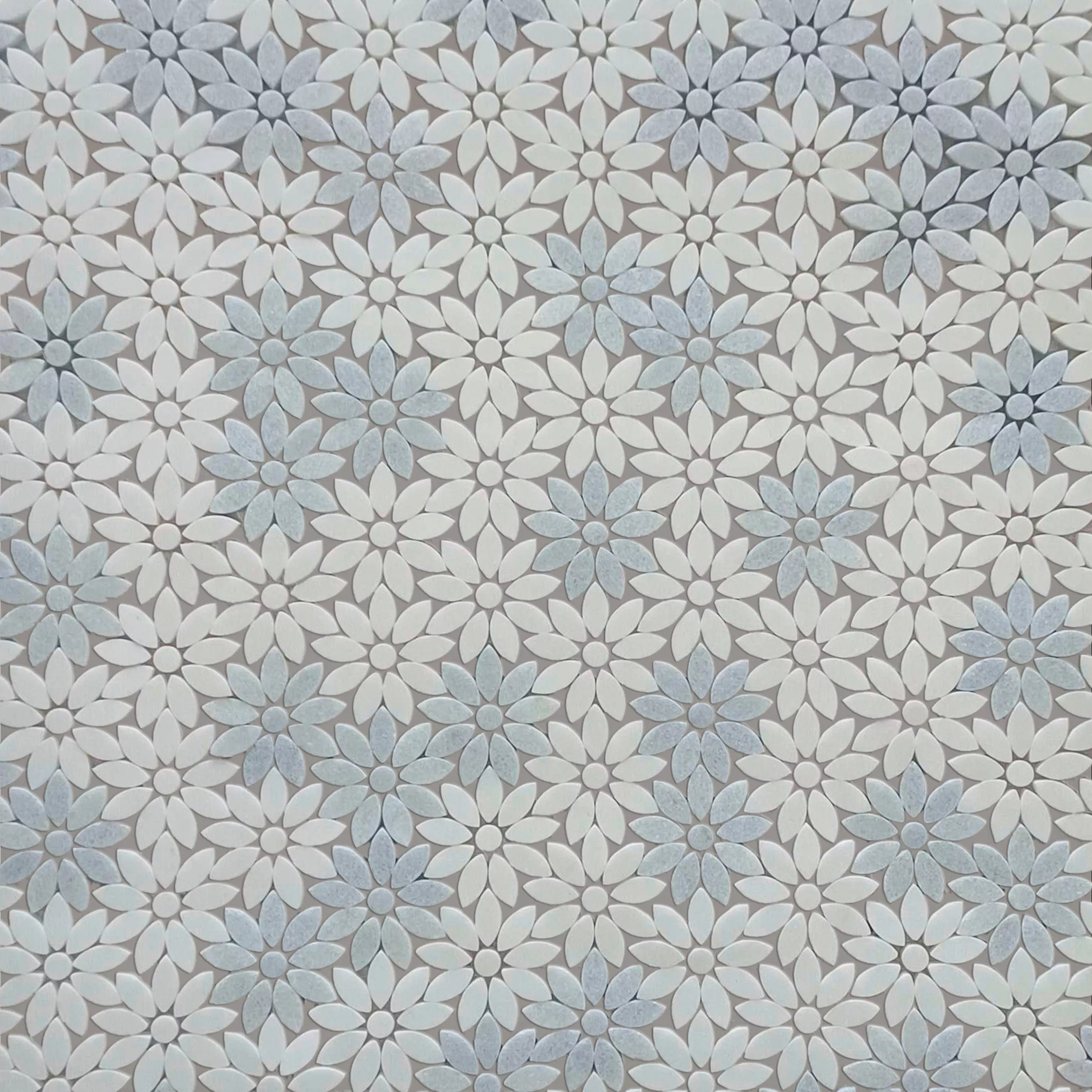 Daisy Thassos Blue Celeste Polished Marble Mosaic