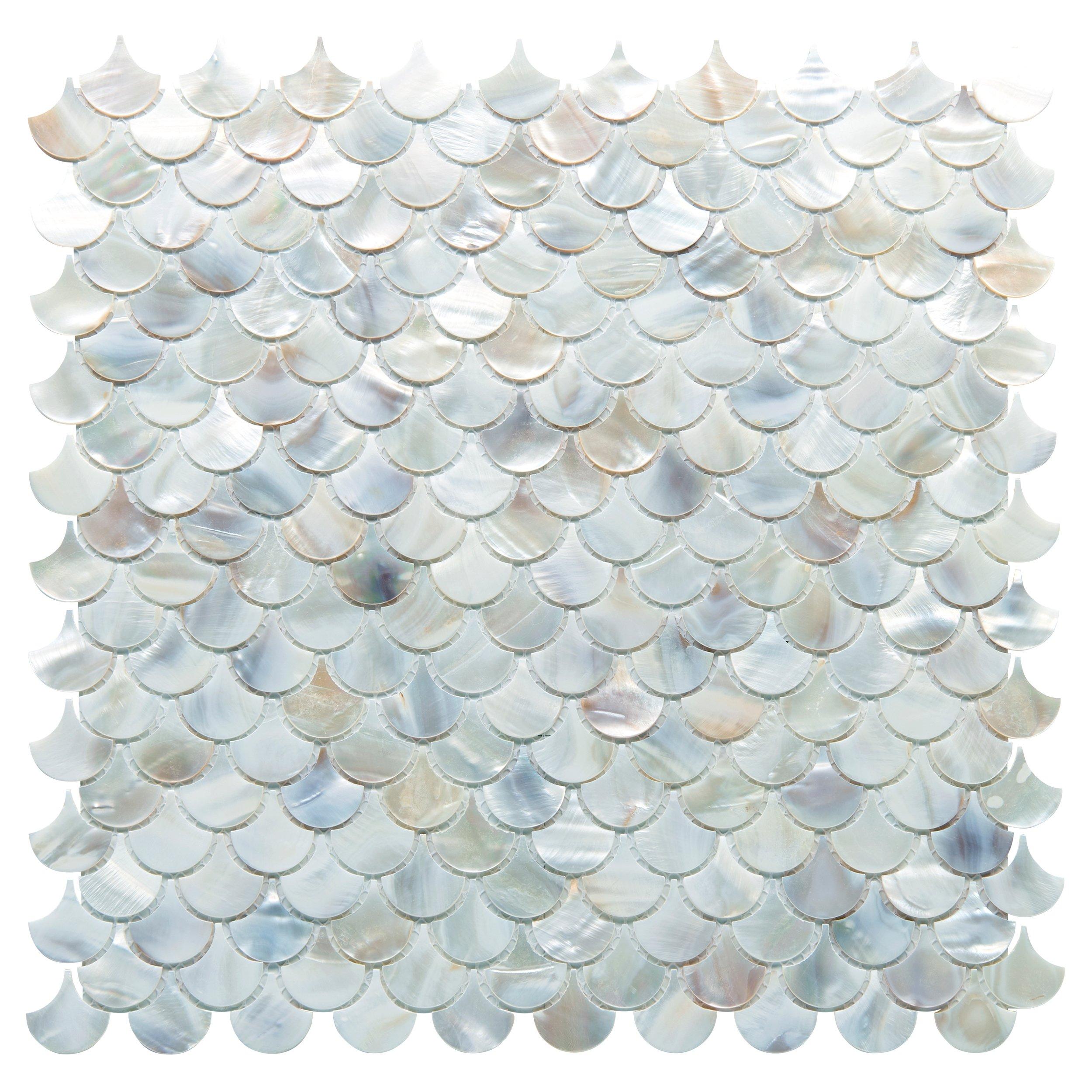 Mother of Pearl Fan Polished Marble Mosaic