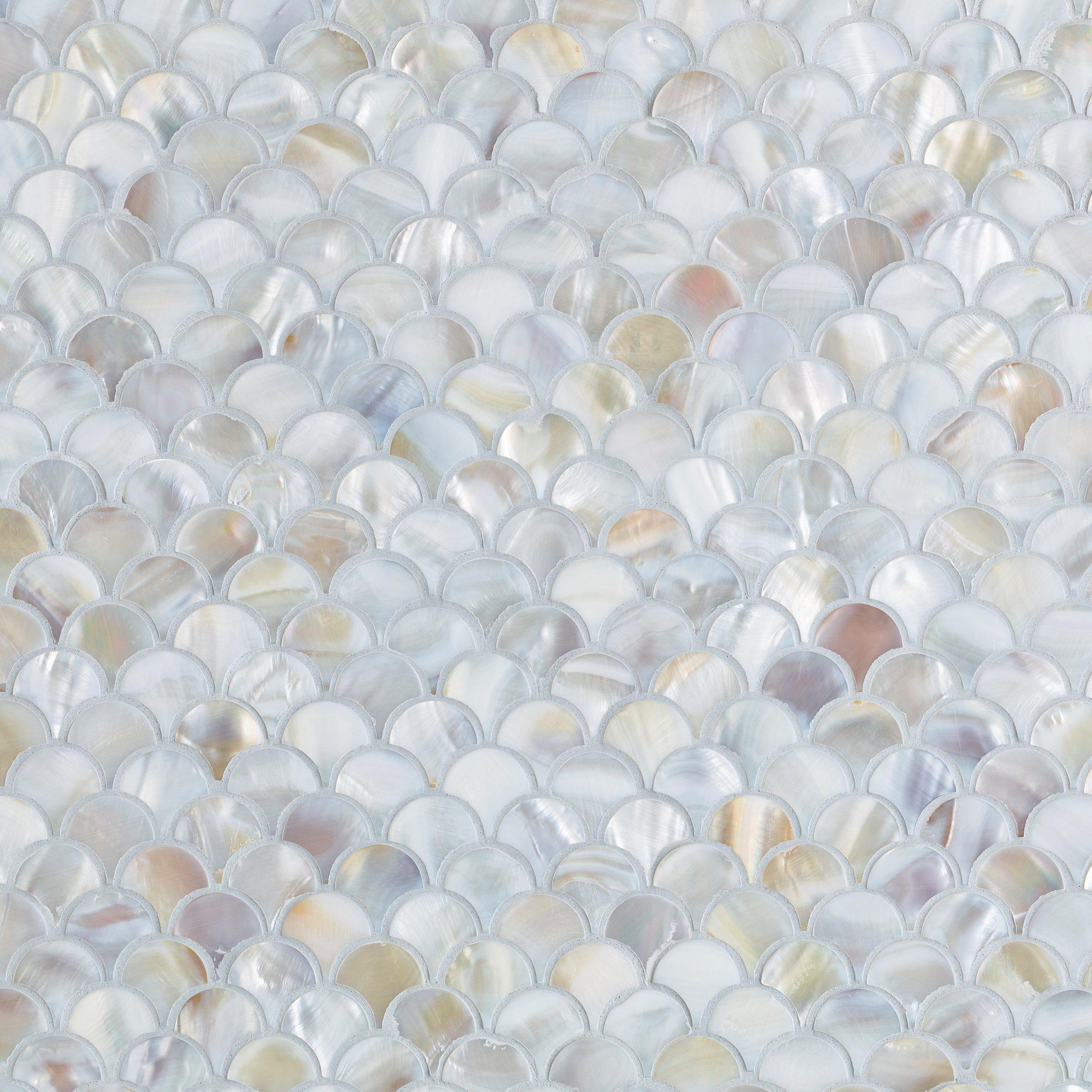 Mother of Pearl Fan Polished Marble Mosaic