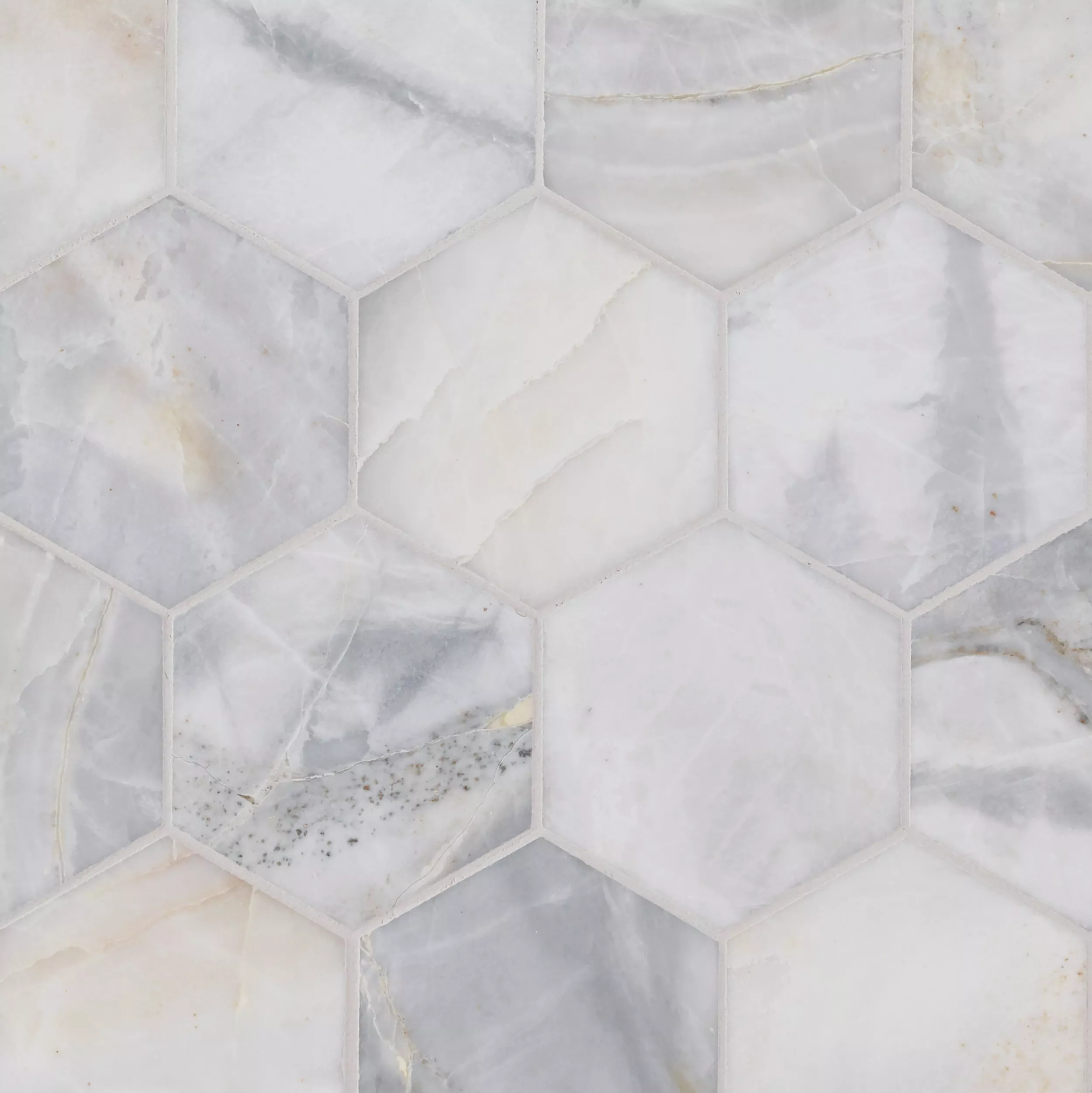 Arctic Ice Honed Marble Hexagon Mosaic