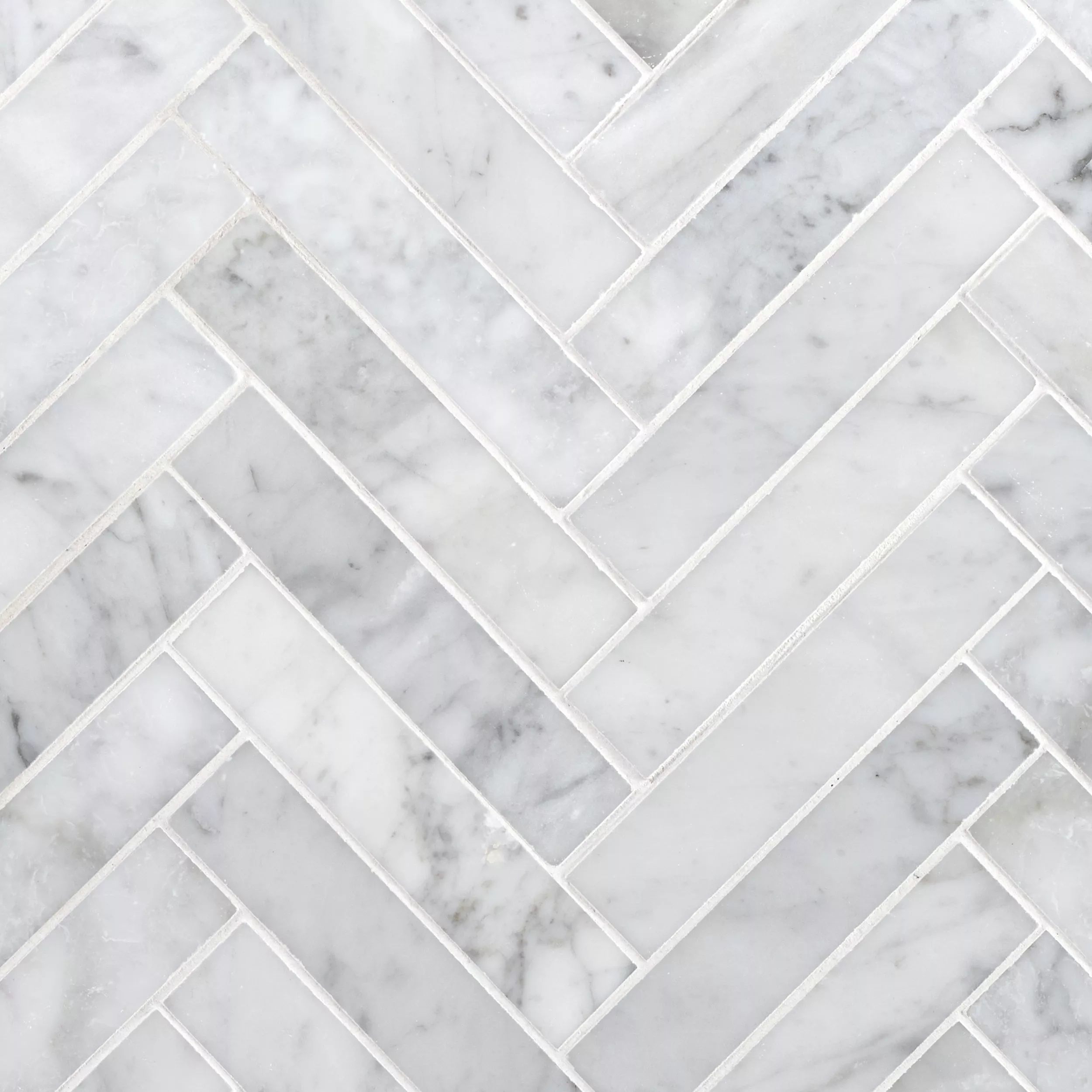 Bianco Carrara Herringbone Polished Marble Mosaic