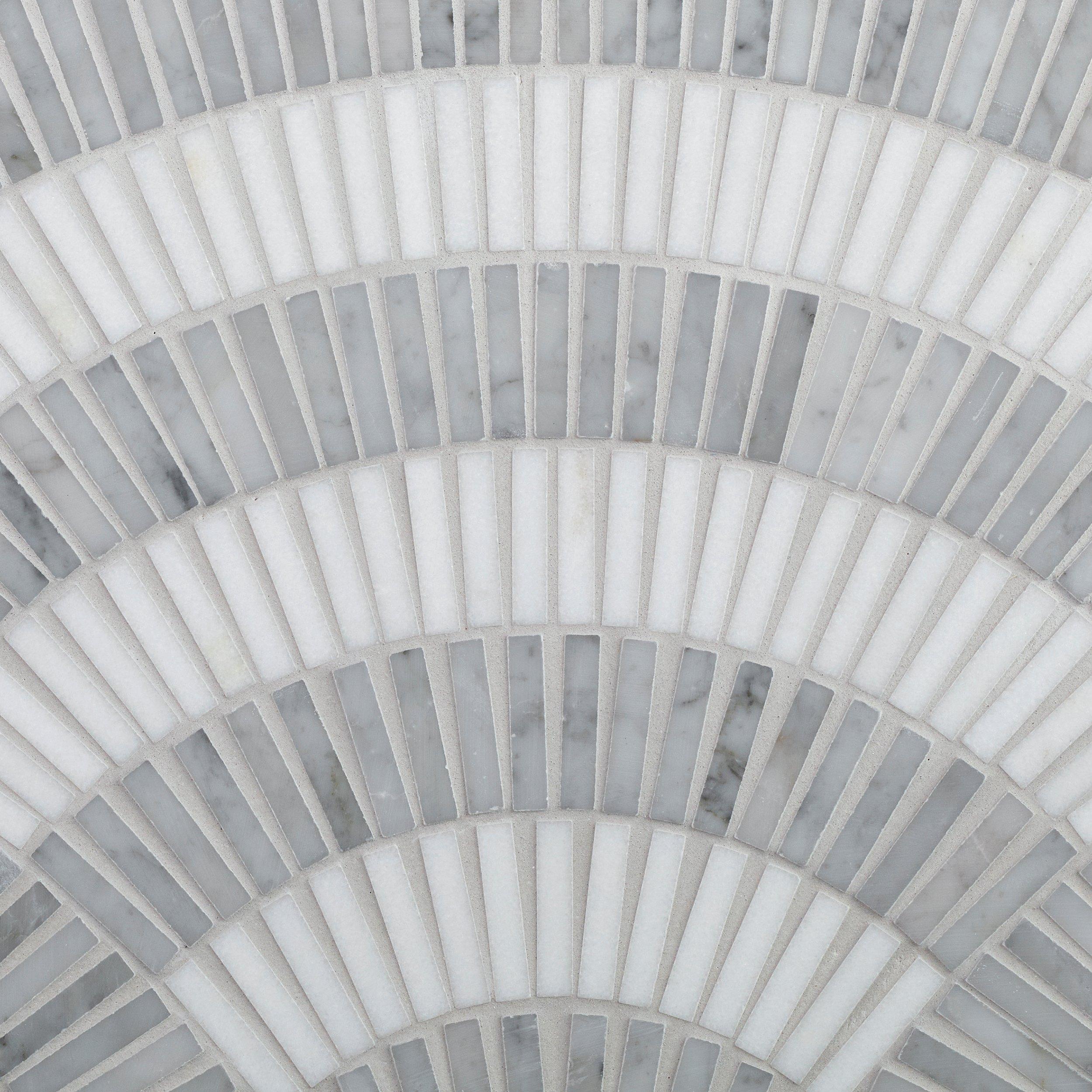 Bellagio Thassos Bianco Carrara Polished Marble Mosaic