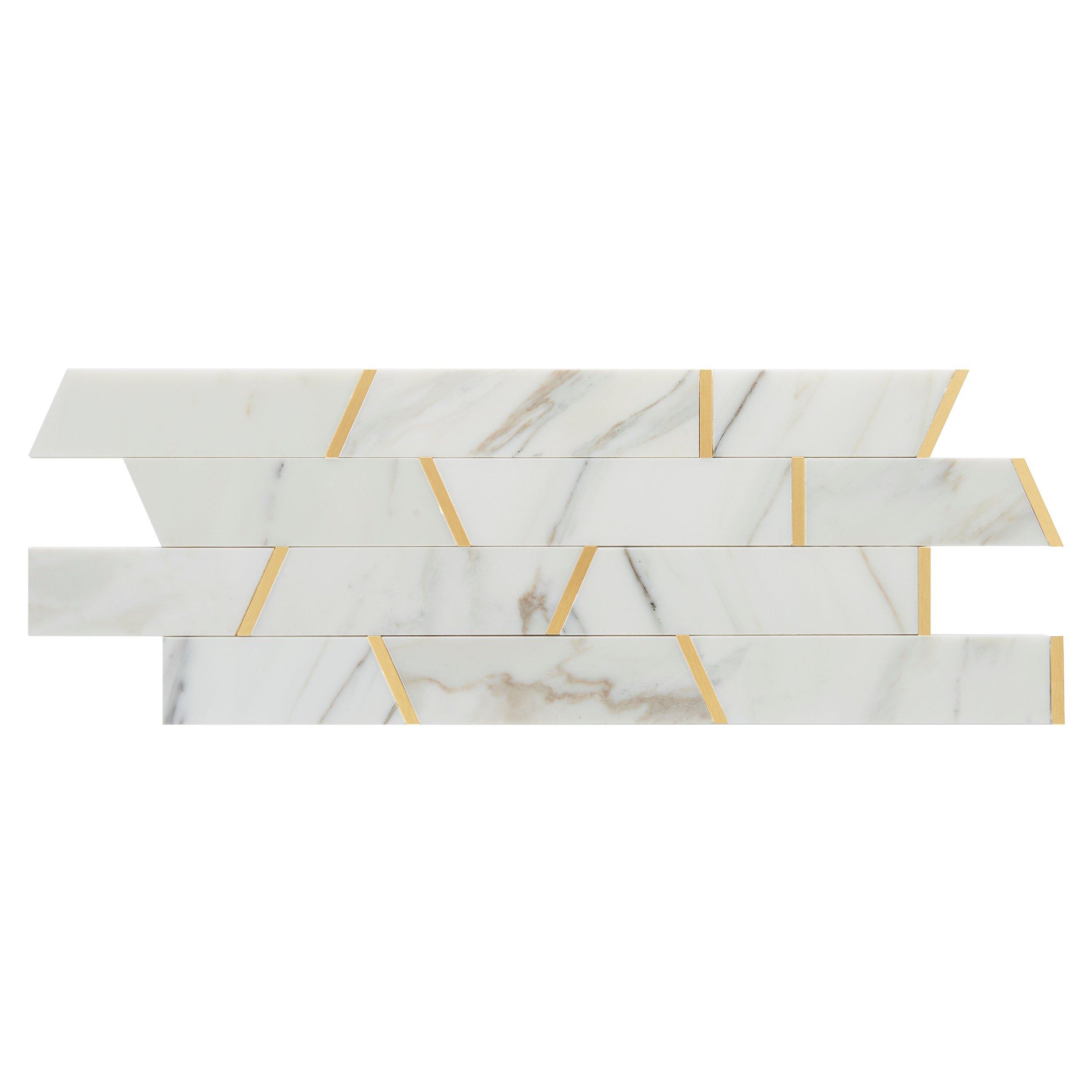 Calacatta Brass Linear Polished Marble Mosaic