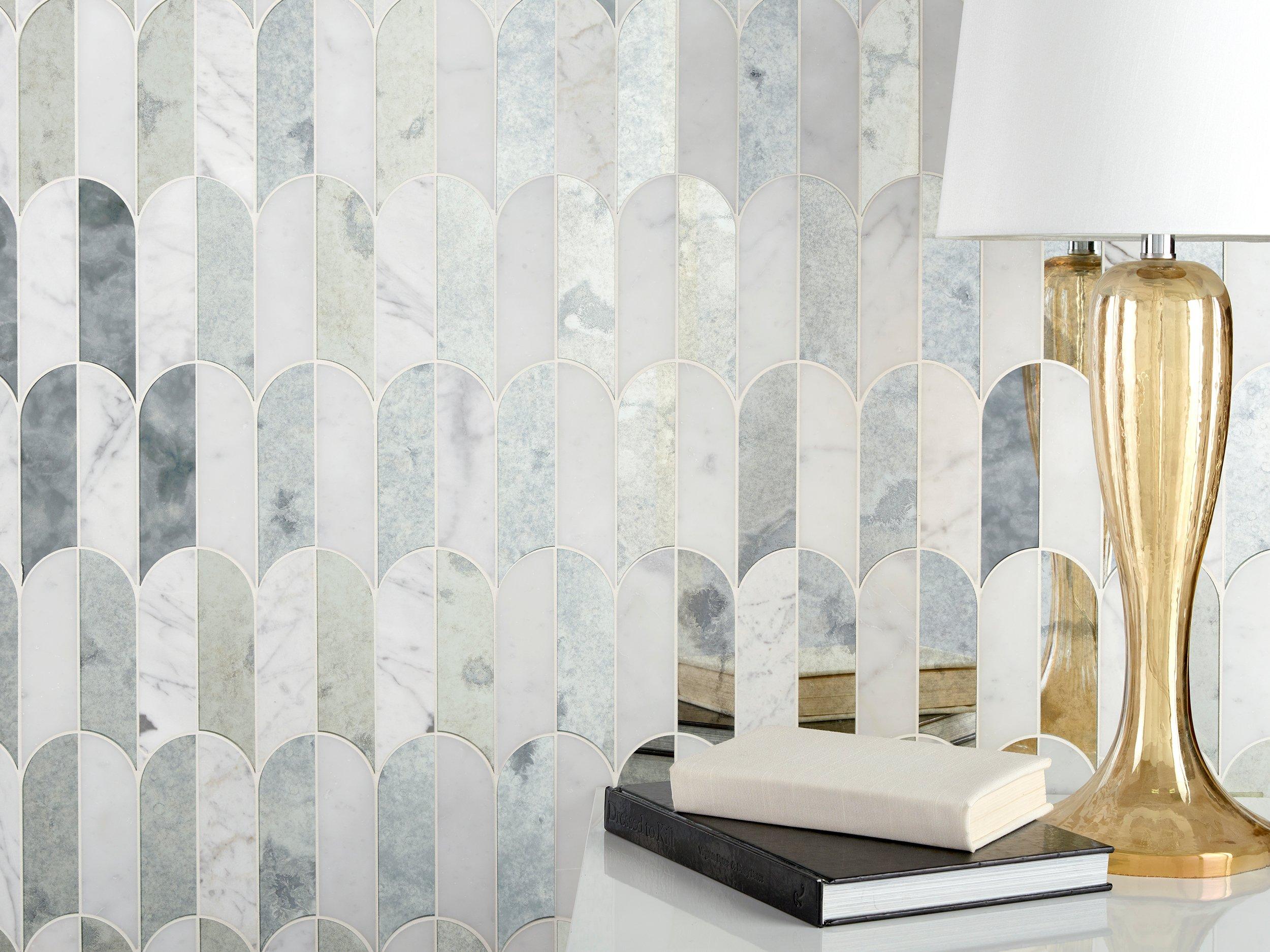 Pantheon Statuario Mirror Waterjet Marble Mosaic