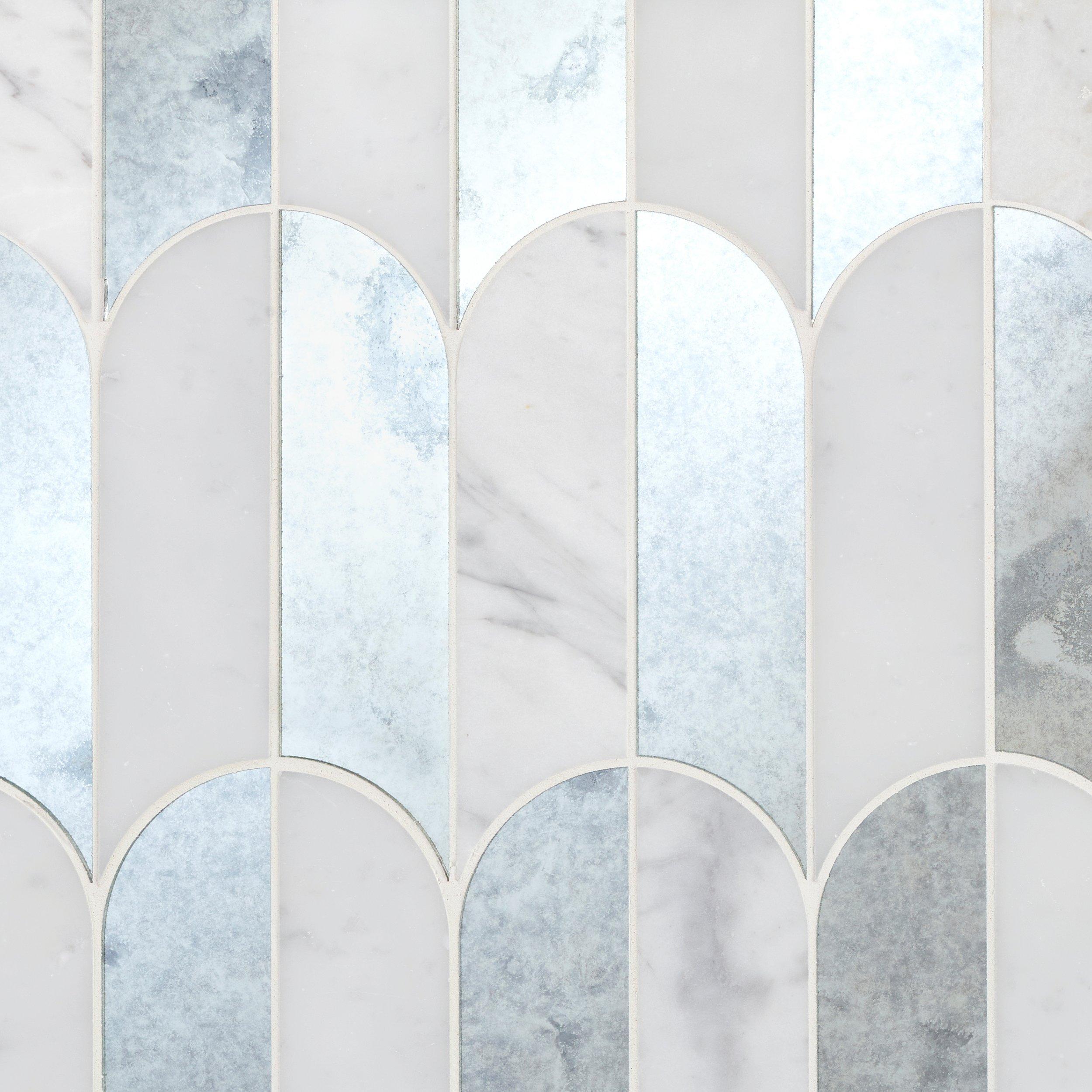 Pantheon Statuario Mirror Waterjet Marble Mosaic