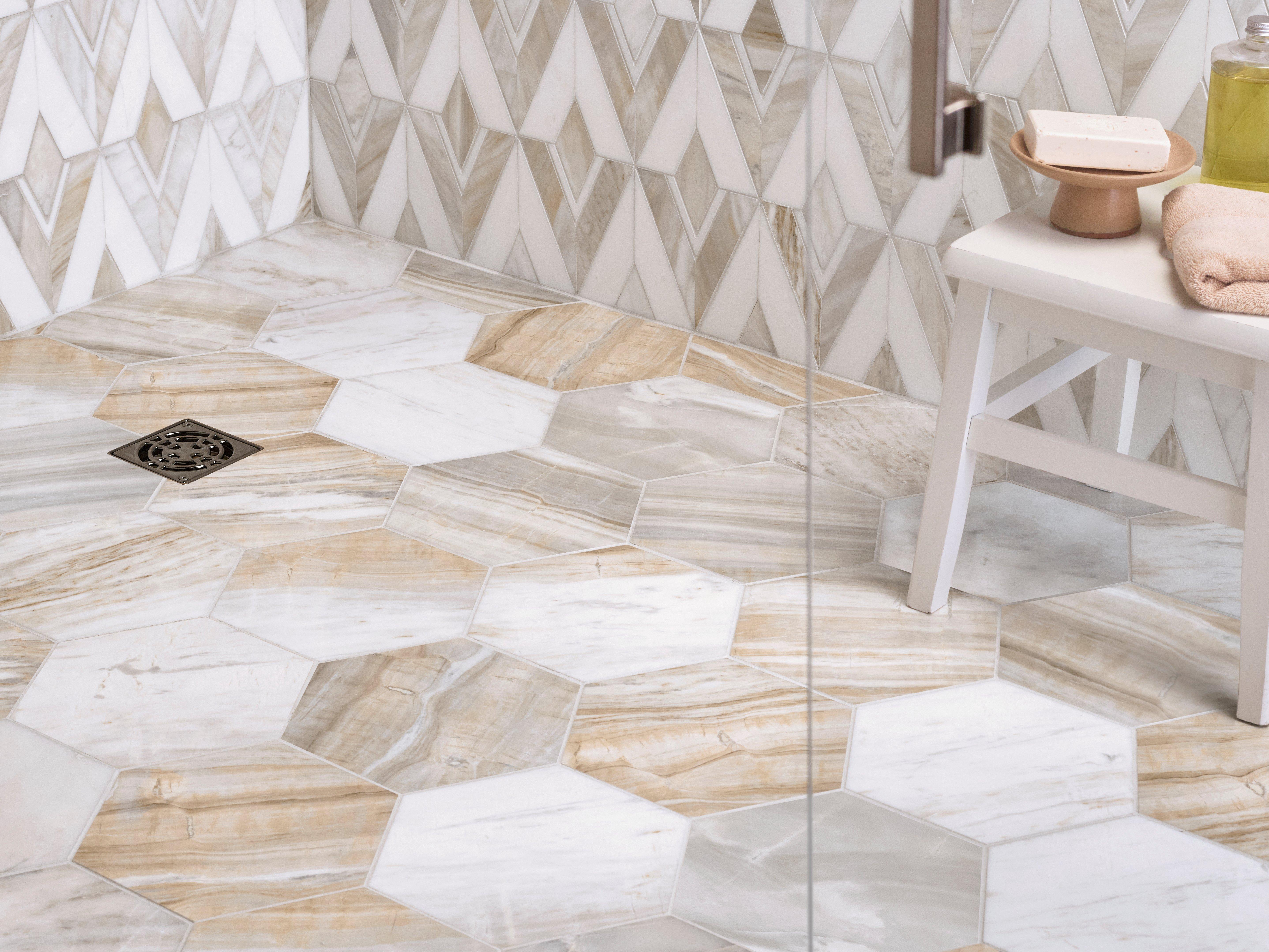 Regent Thassos Sienna Polished Marble Mosaic