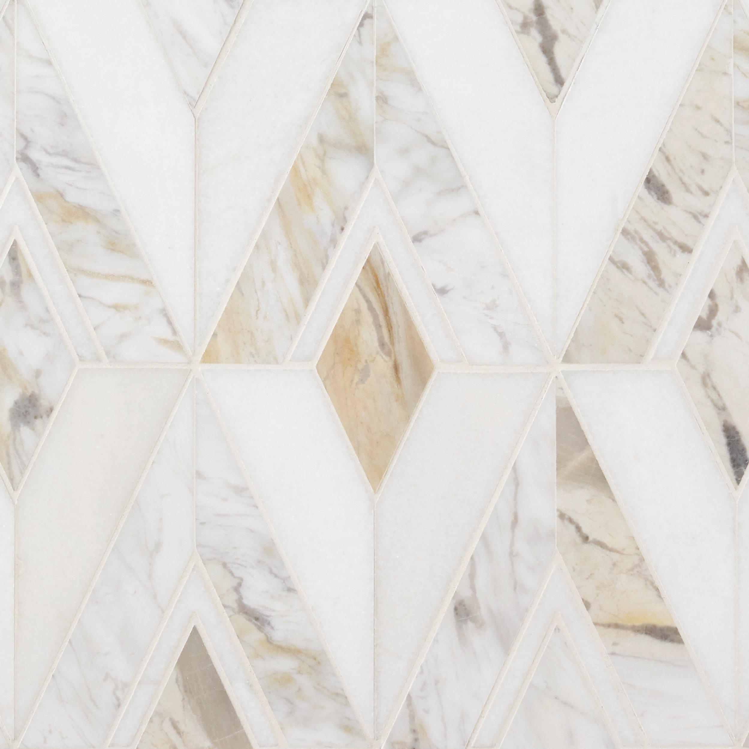 Regent Thassos Sienna Polished Marble Mosaic
