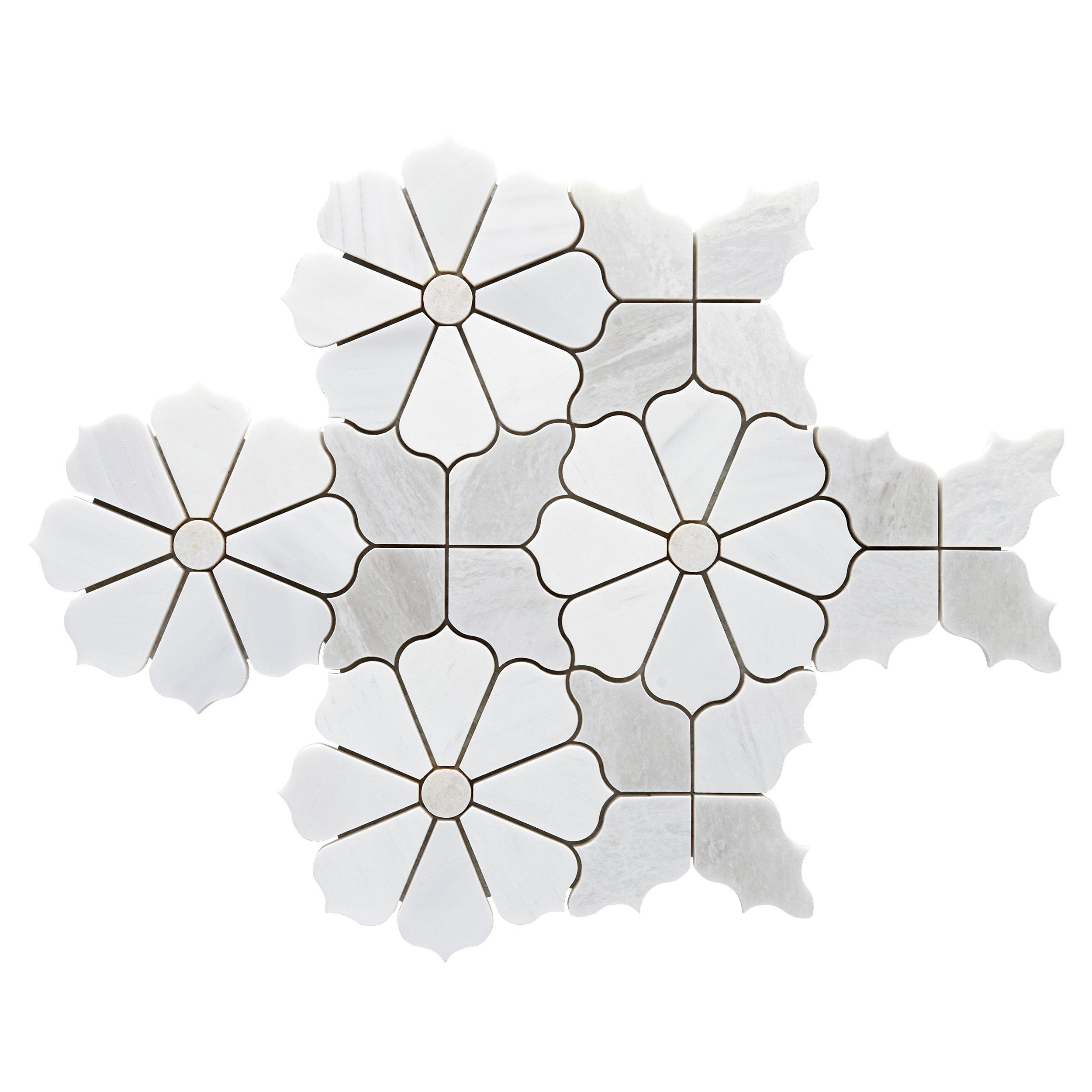 Poppy Dolomite Iceberg Waterjet Marble Mosaic