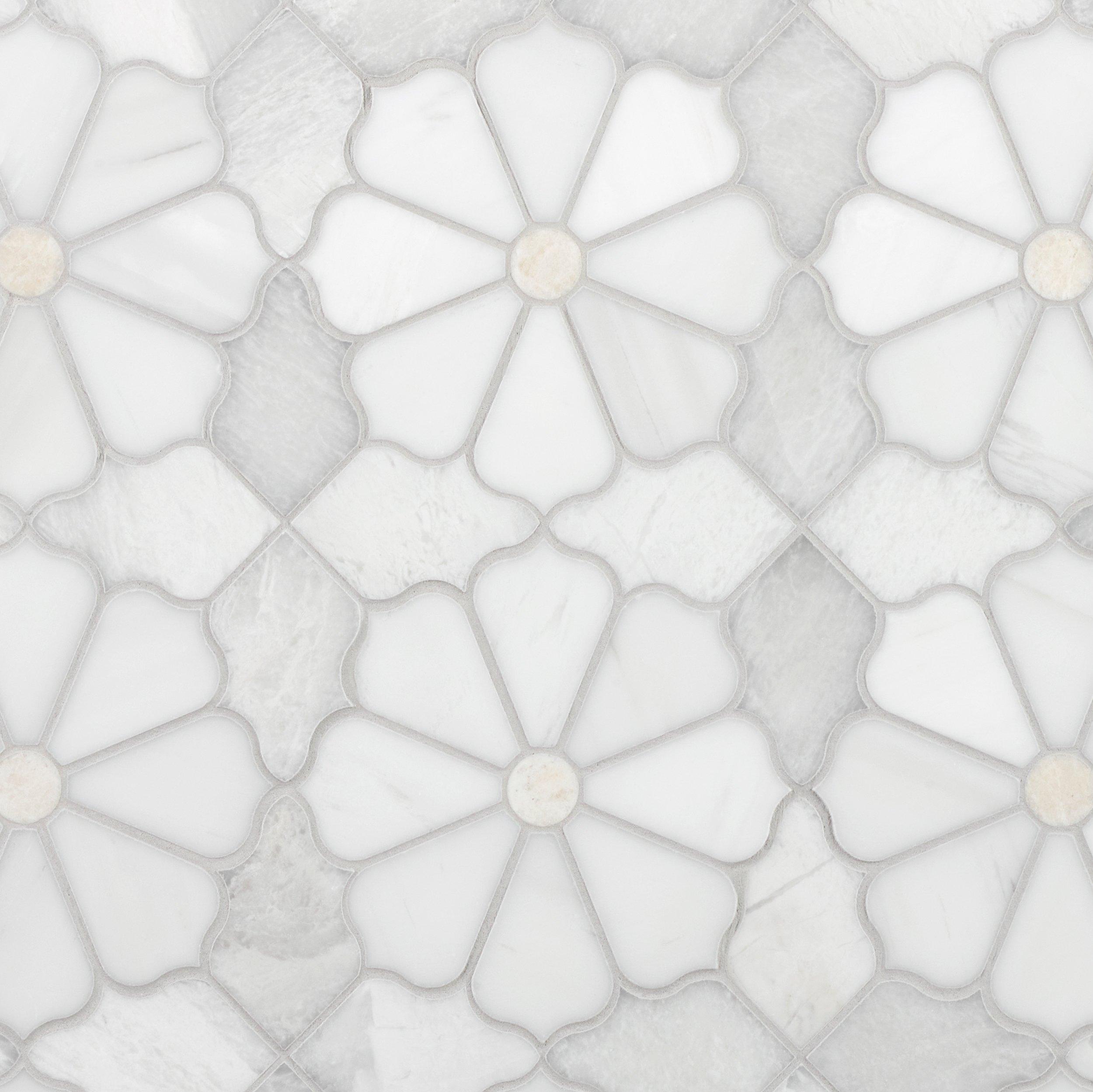 Poppy Dolomite Iceberg Waterjet Marble Mosaic