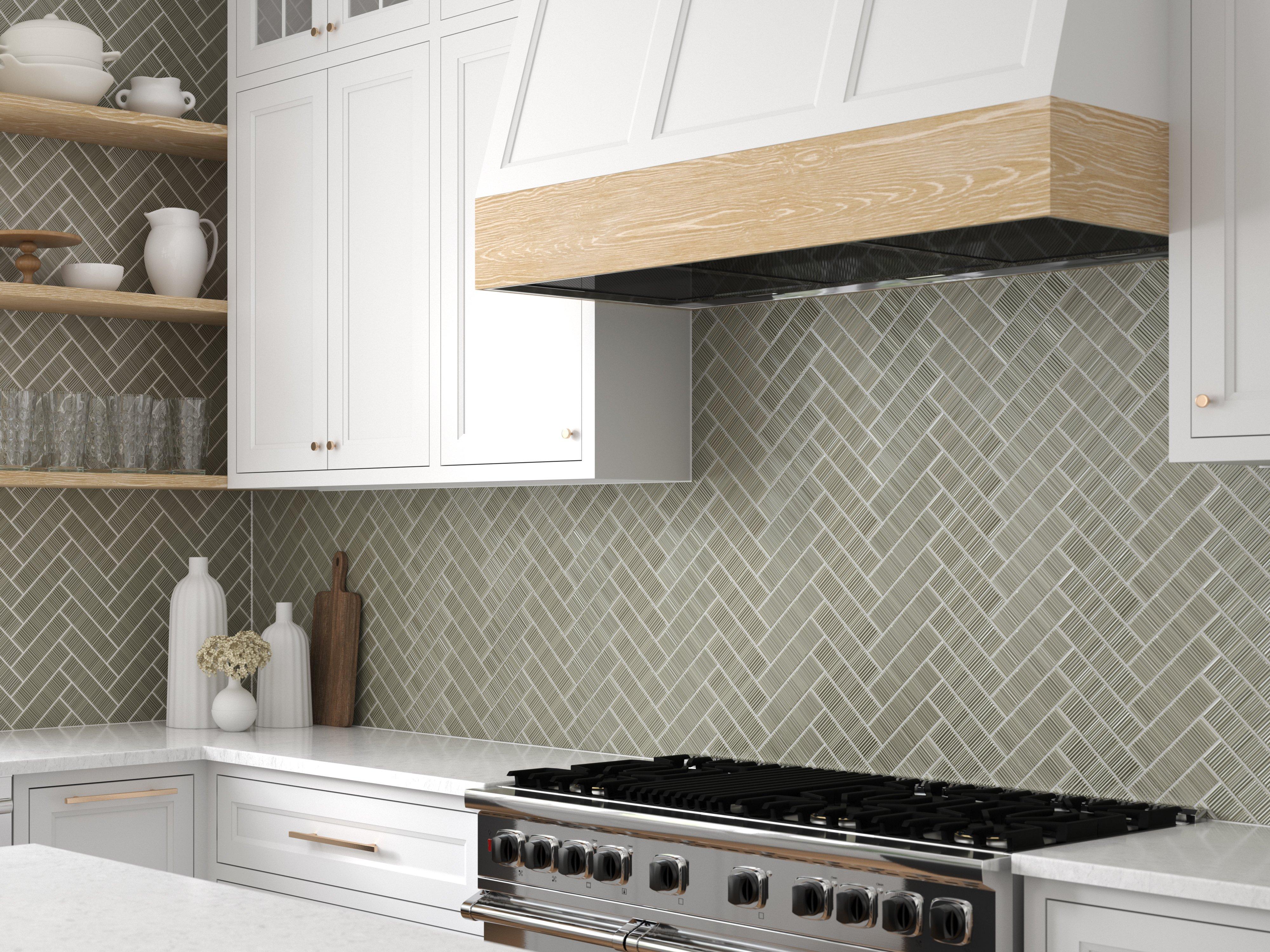 Ribbed Thyme Glossy Ceramic Tile