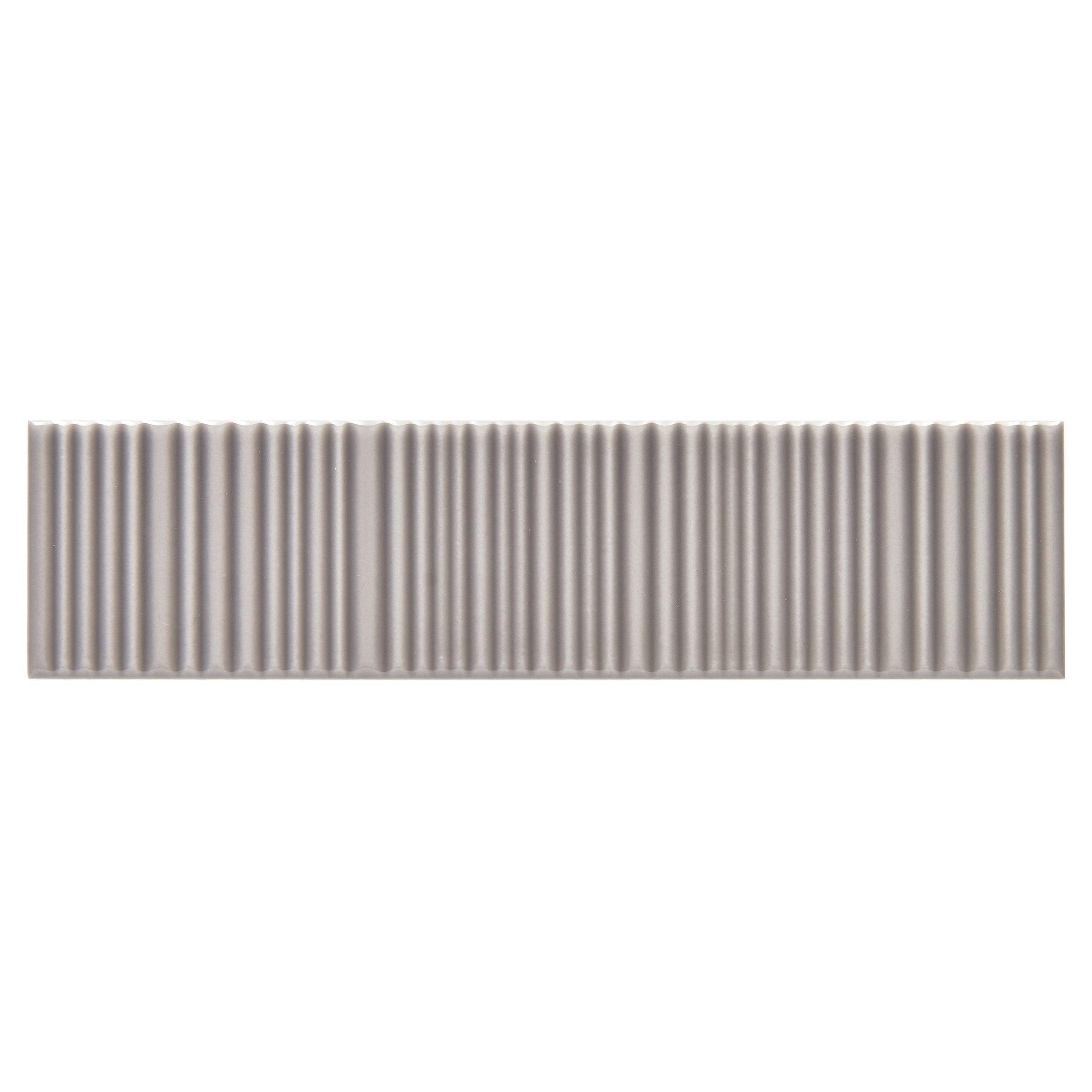 Ribbed Fawn Glossy Ceramic Tile
